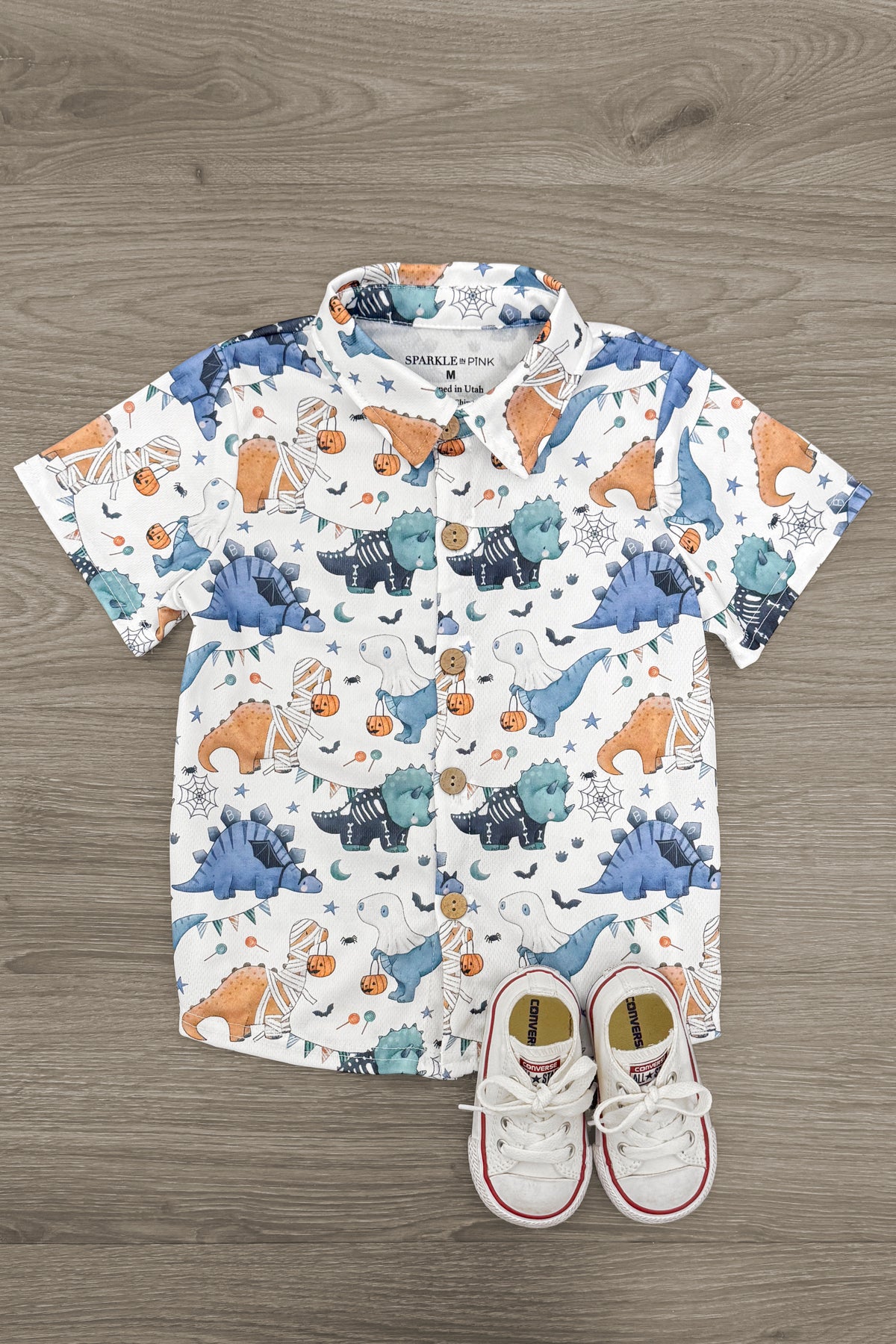 IMG_7095-Edit Halloween Dinosaur Button Down Top - Image 1