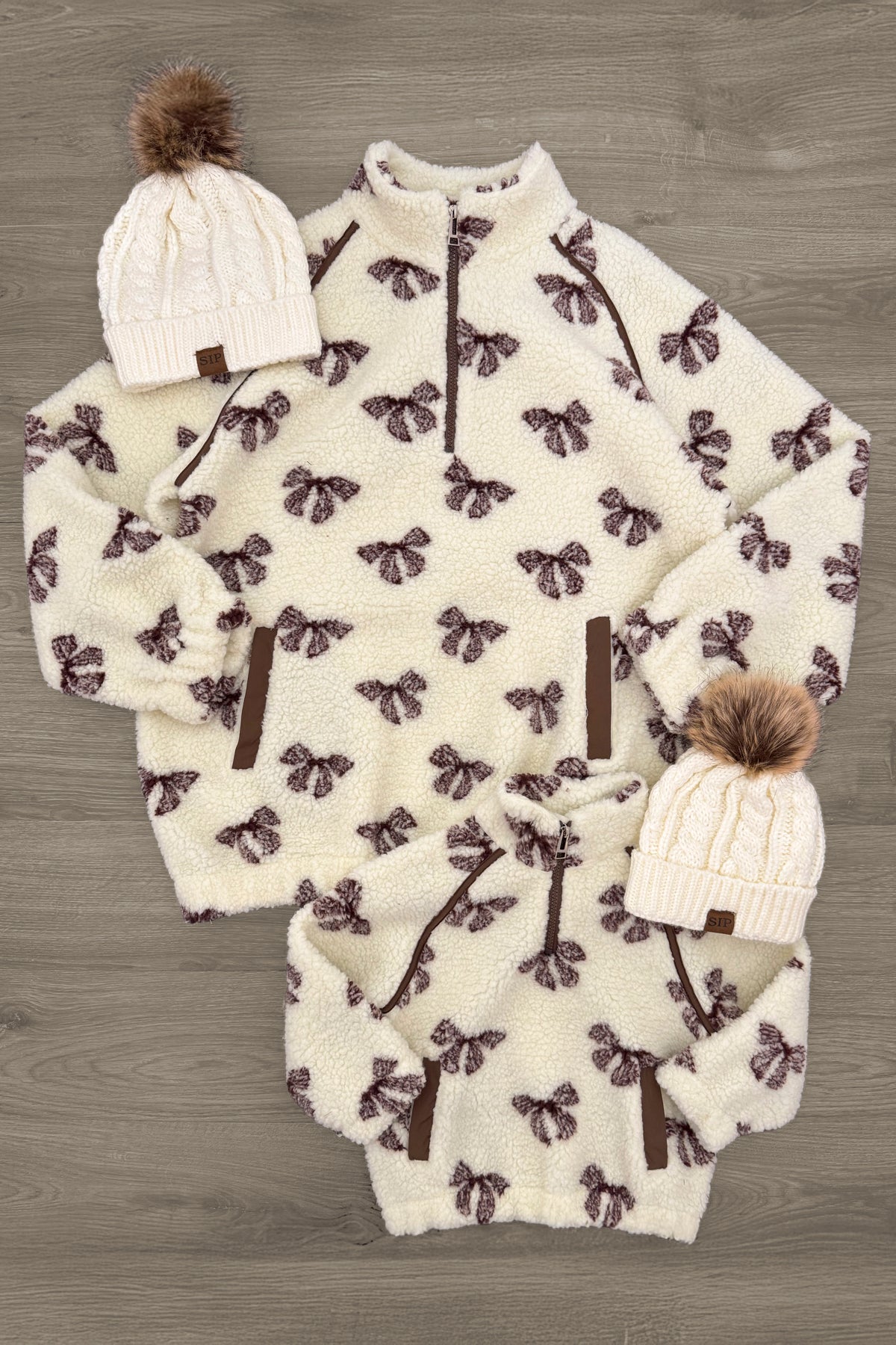 IMG_7693-Edit Mom & Me - Cream Bow Sherpa Pullover - Image 1
