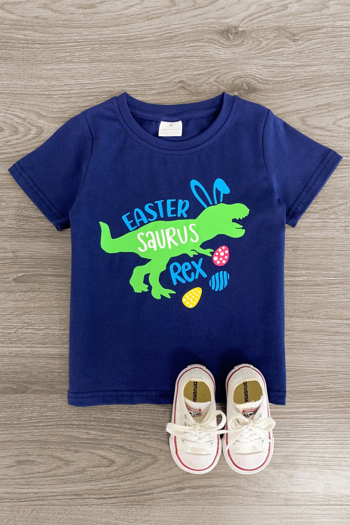 IMG_8087-Edit "Easter Saurus Rex" Navy T-Shirt - Image 1