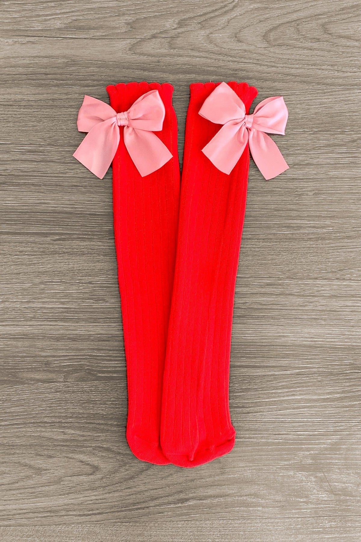 IMG_8120-Edit Red & Pink Bow Socks - Image 1
