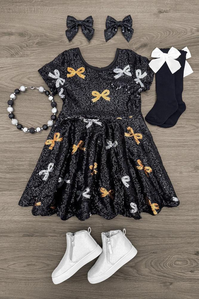 IMG_8503-Edit_d09baa07-a5f9-4d7f-b02f-1d4ab936ba9f Silver & Gold Sequin Bow Dress - Image 1
