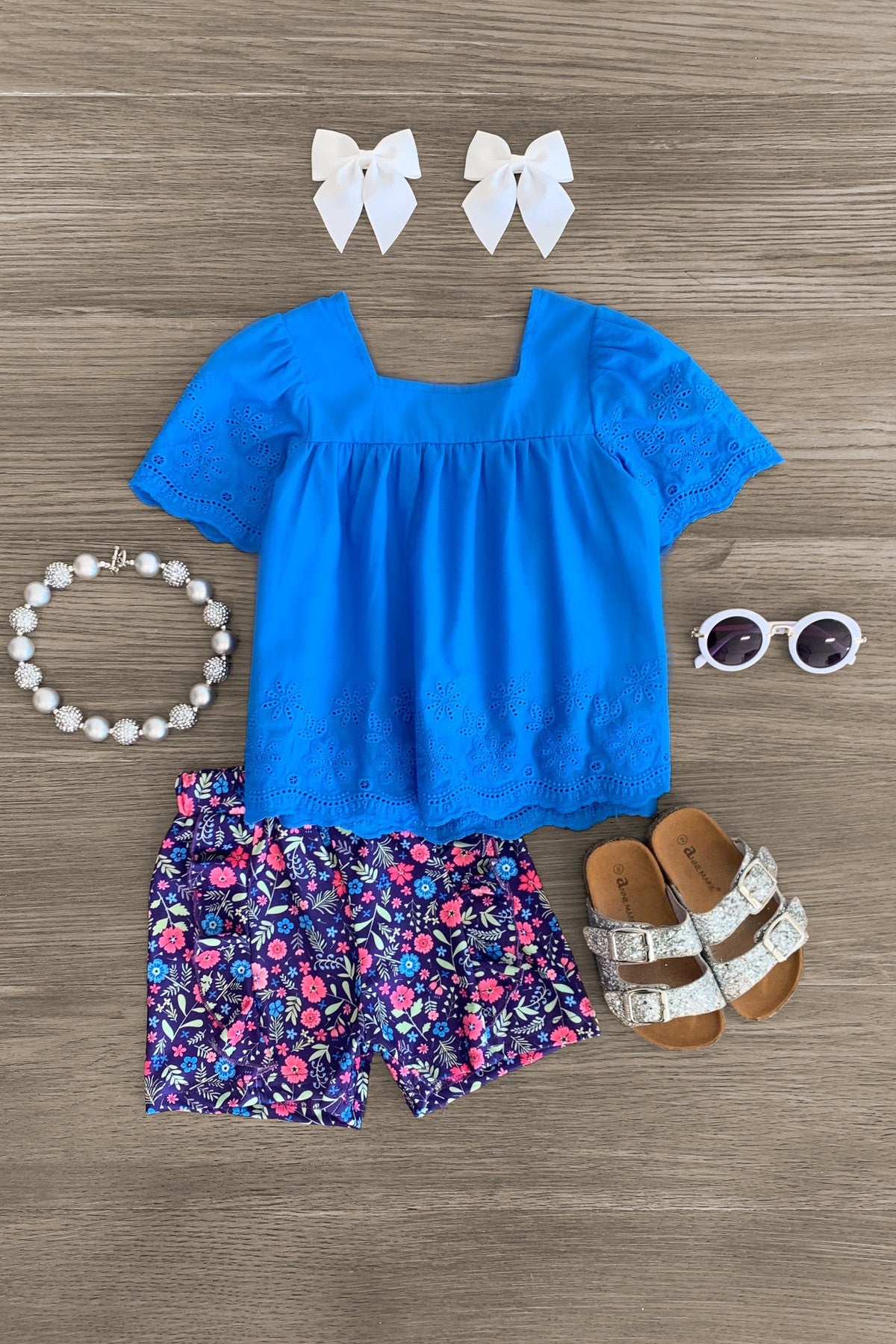 IMG_8544-Edit Blue & Purple Floral Short Set - Image 1