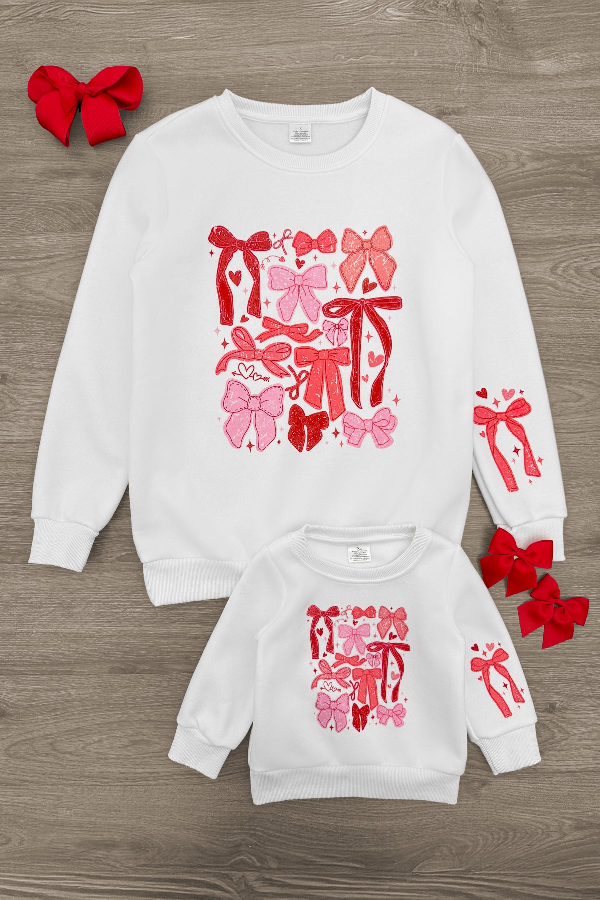 IMG_8616-Edit Mom & Me - Pink & Red Bow Sweatshirt - Image 1