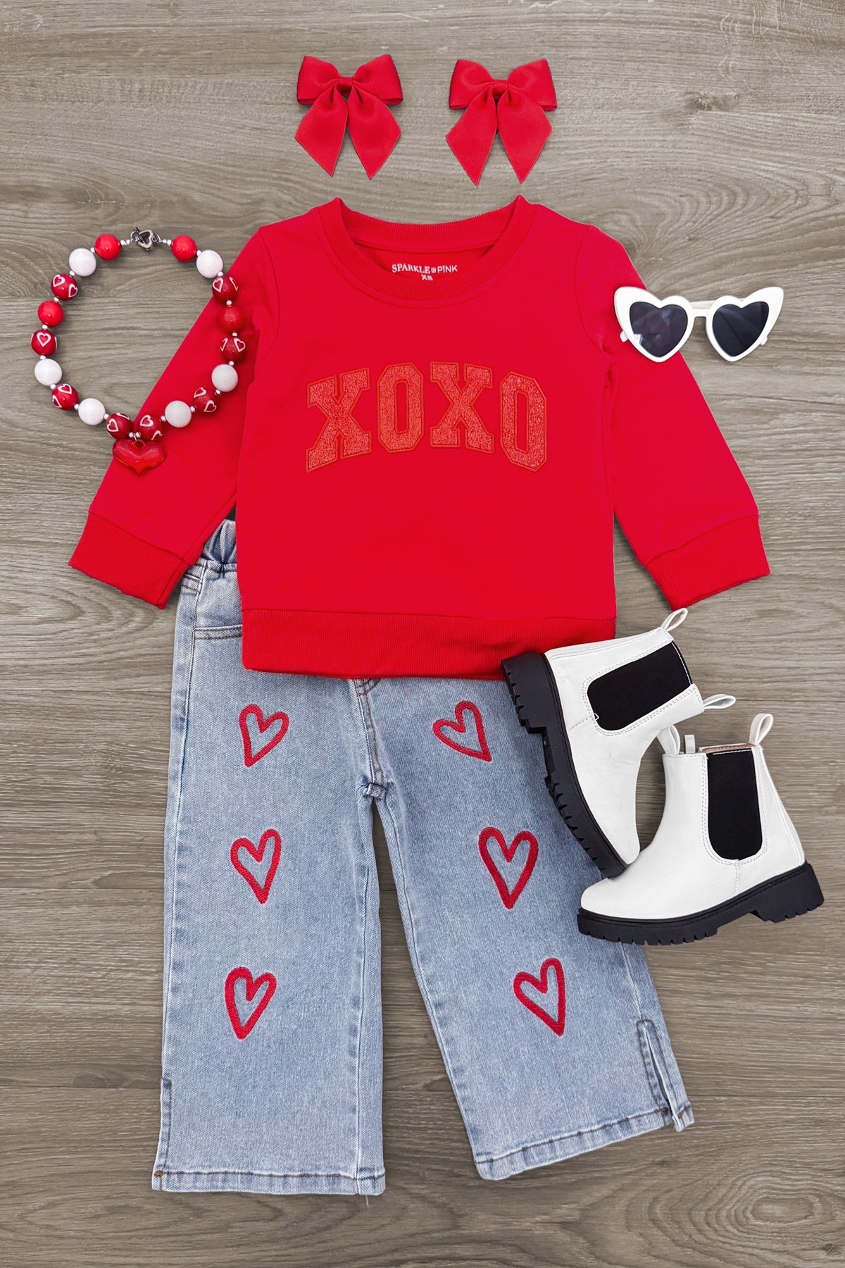 IMG_8656-Edit "XOXO" Heart Denim Pant Set - Image 1