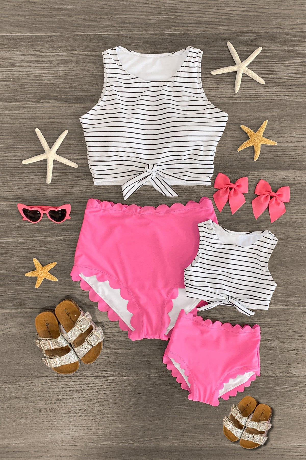 IMG_8782-Edit_0e4e56bf-0882-4129-8226-93a2e6c810b4 Mom & Me - Hot Pink Stripe Bikini - Image 1