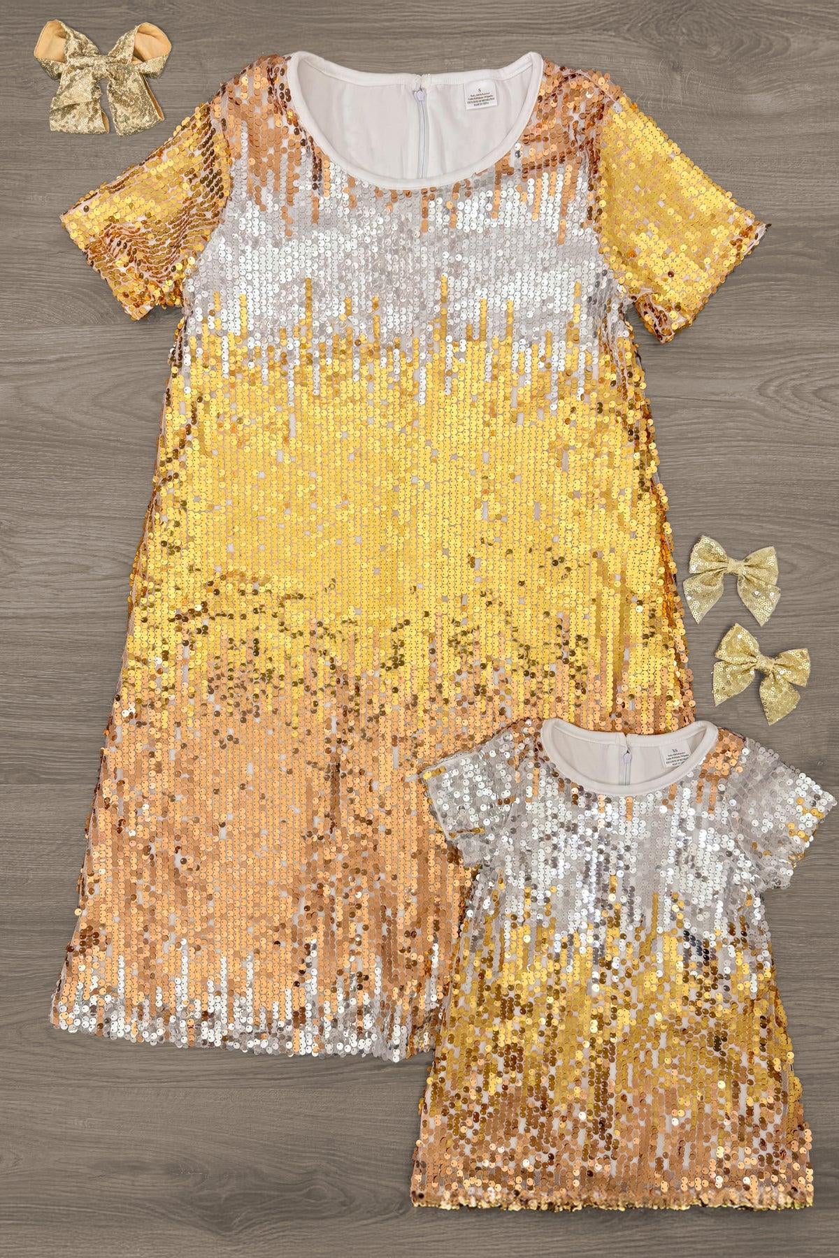 IMG_8815-Edit_c4dd4f4d-6ad6-43d5-ba74-6c3b629ae60a Mom & Me - Silver & Gold Sequin Dress - Image 1