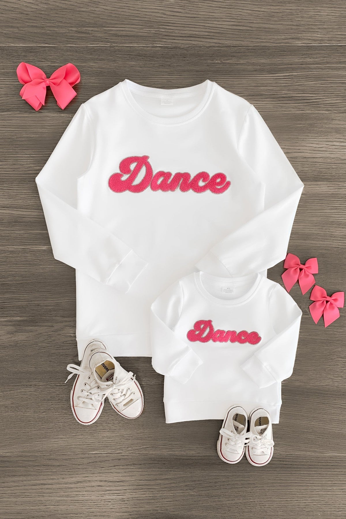 IMG_9164-Edit_f455b7bc-e16c-4f8d-ac53-8f7ac6ab6844 Mom & Me - "Dance" Chenille Patch Long Sleeve Top - Image 1