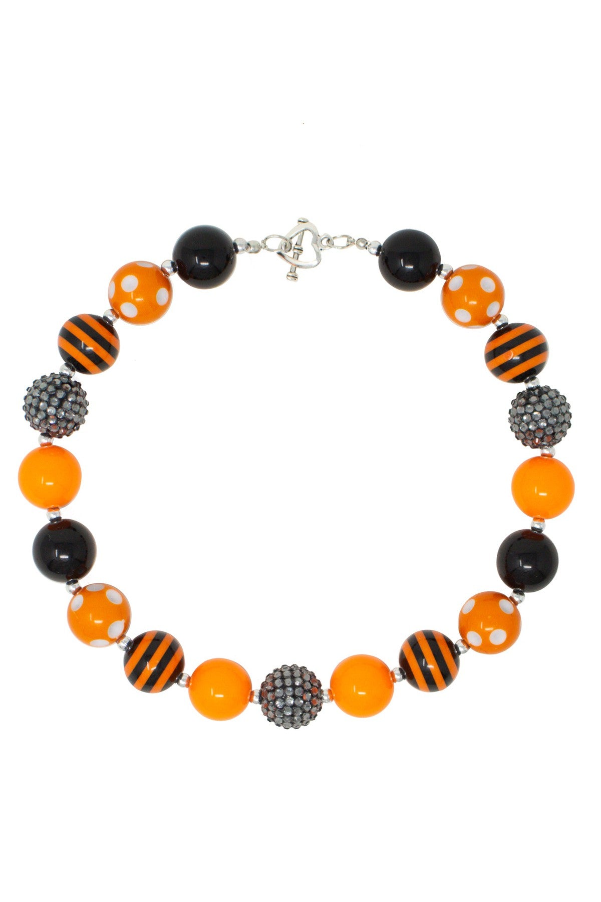 IMG_9198-Edit Black & Orange Rhinestone Bubblegum Necklace - Image 1