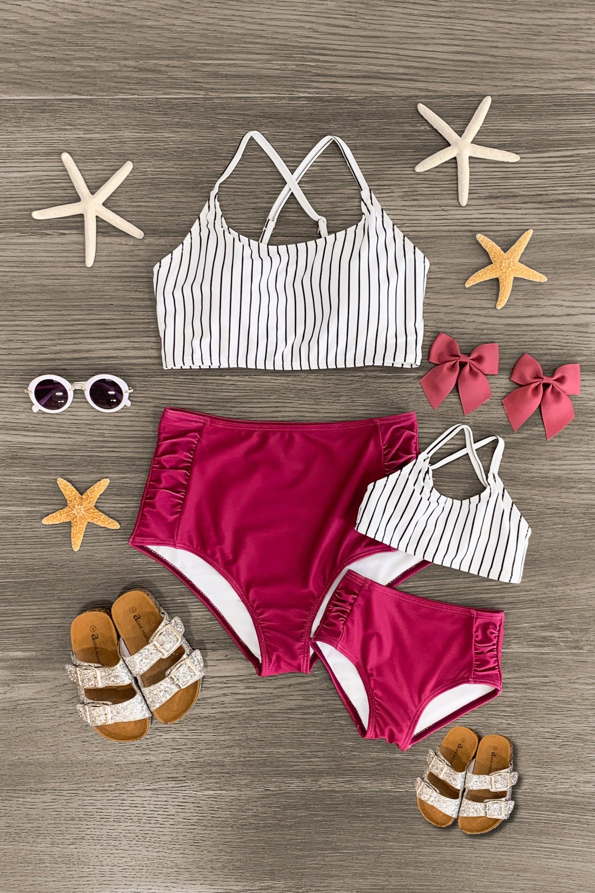 IMG_9256-Edit Mom & Me - Plum Stripe Bikini - Image 1