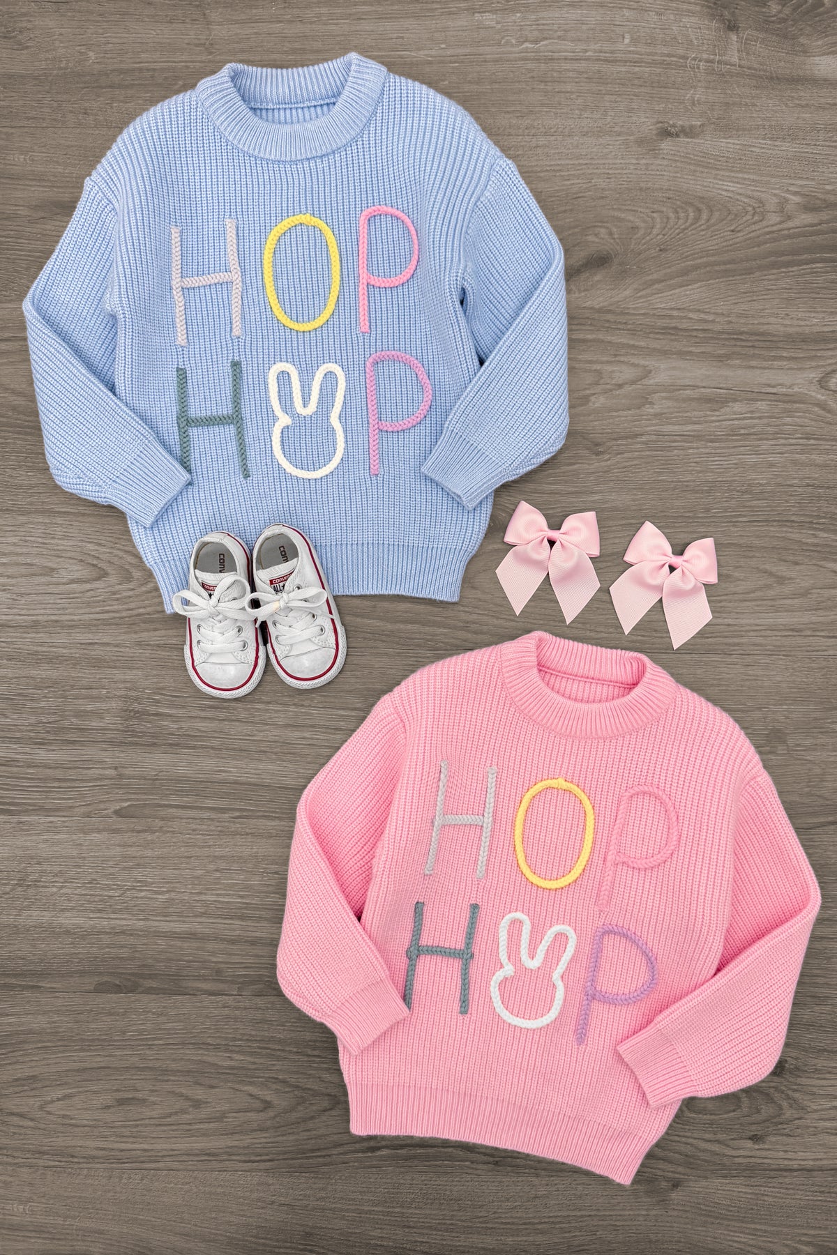 IMG_9454-Edit "Hop Hop" Pastel Knit Sweater - Boy or Girl - Image 1