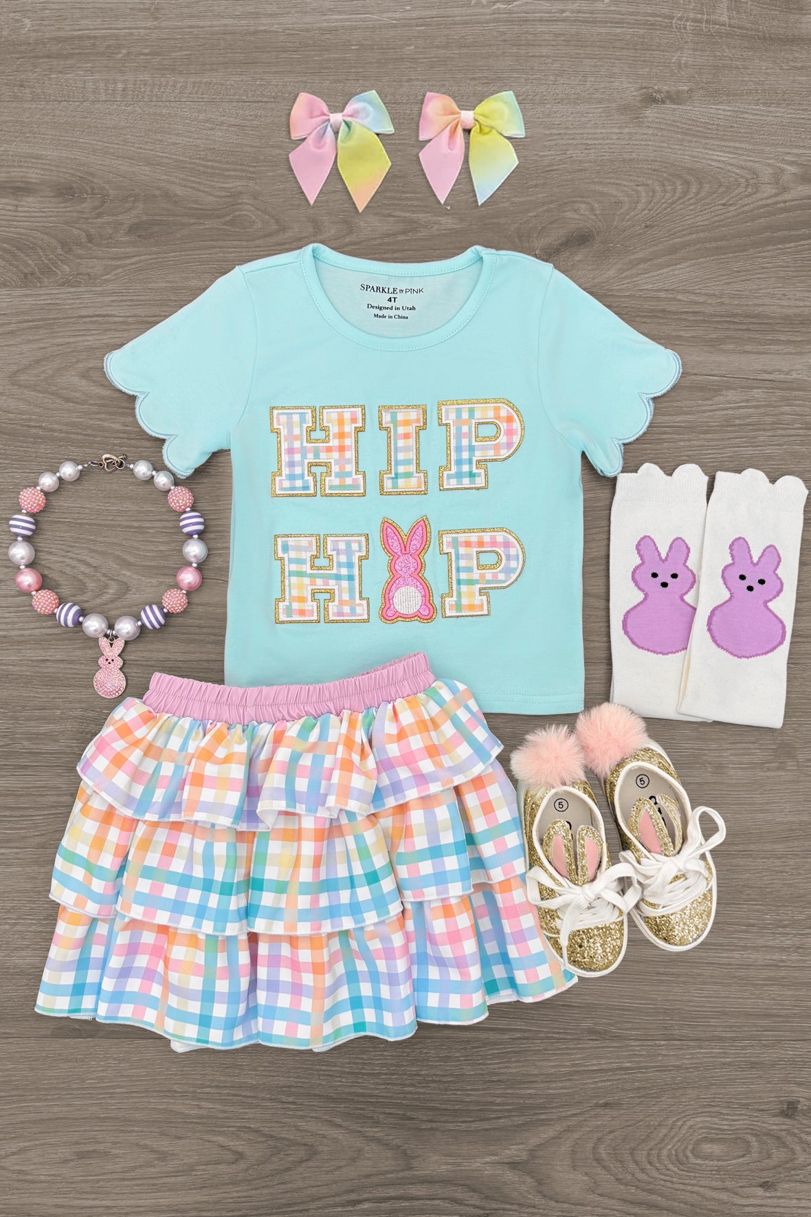 IMG_9476-1Edit "Hip Hop" Rainbow Plaid Skirt Set - Image 1