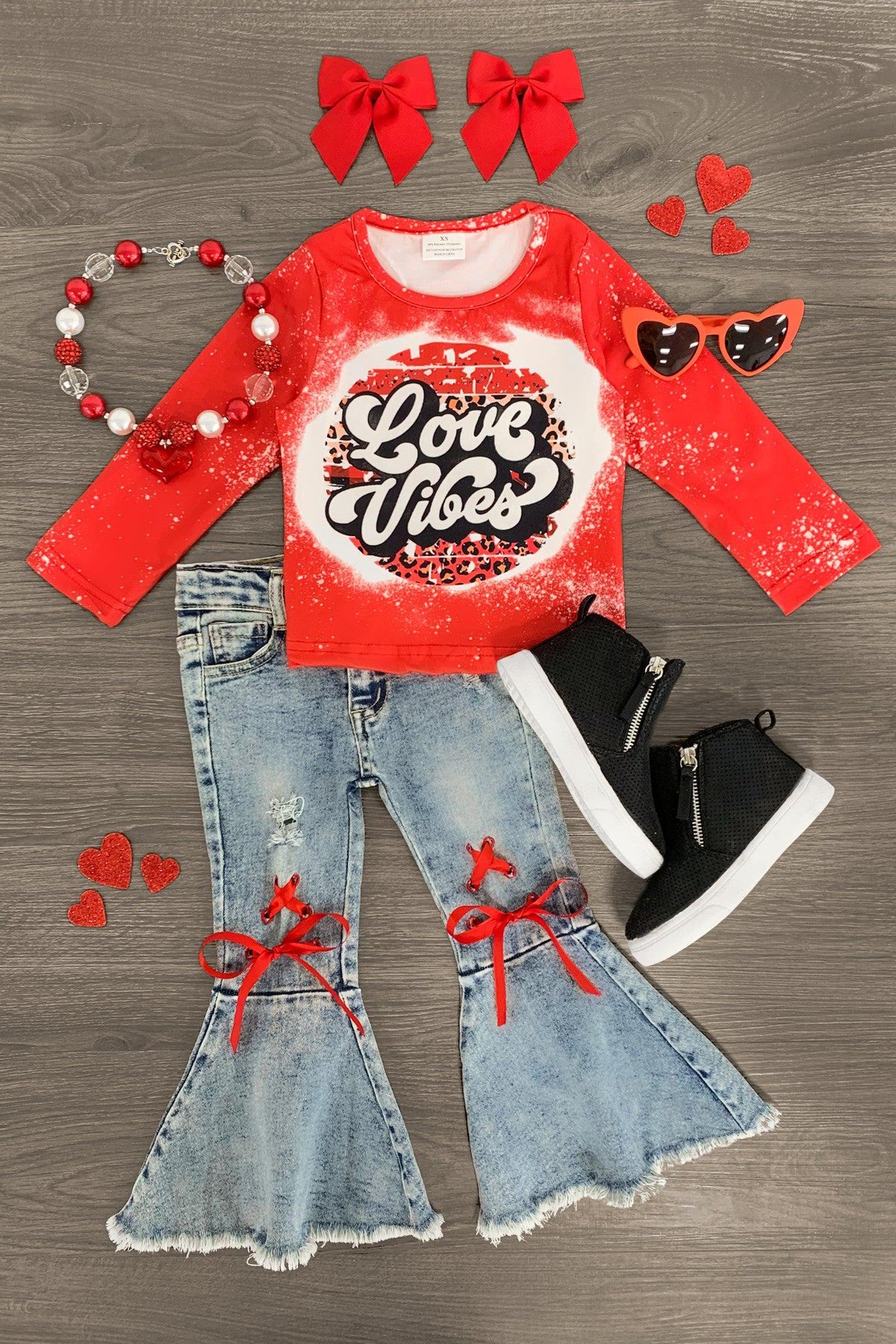 IMG_9509-Edit "Love Vibes" Denim Bell Bottom Set - Image 1
