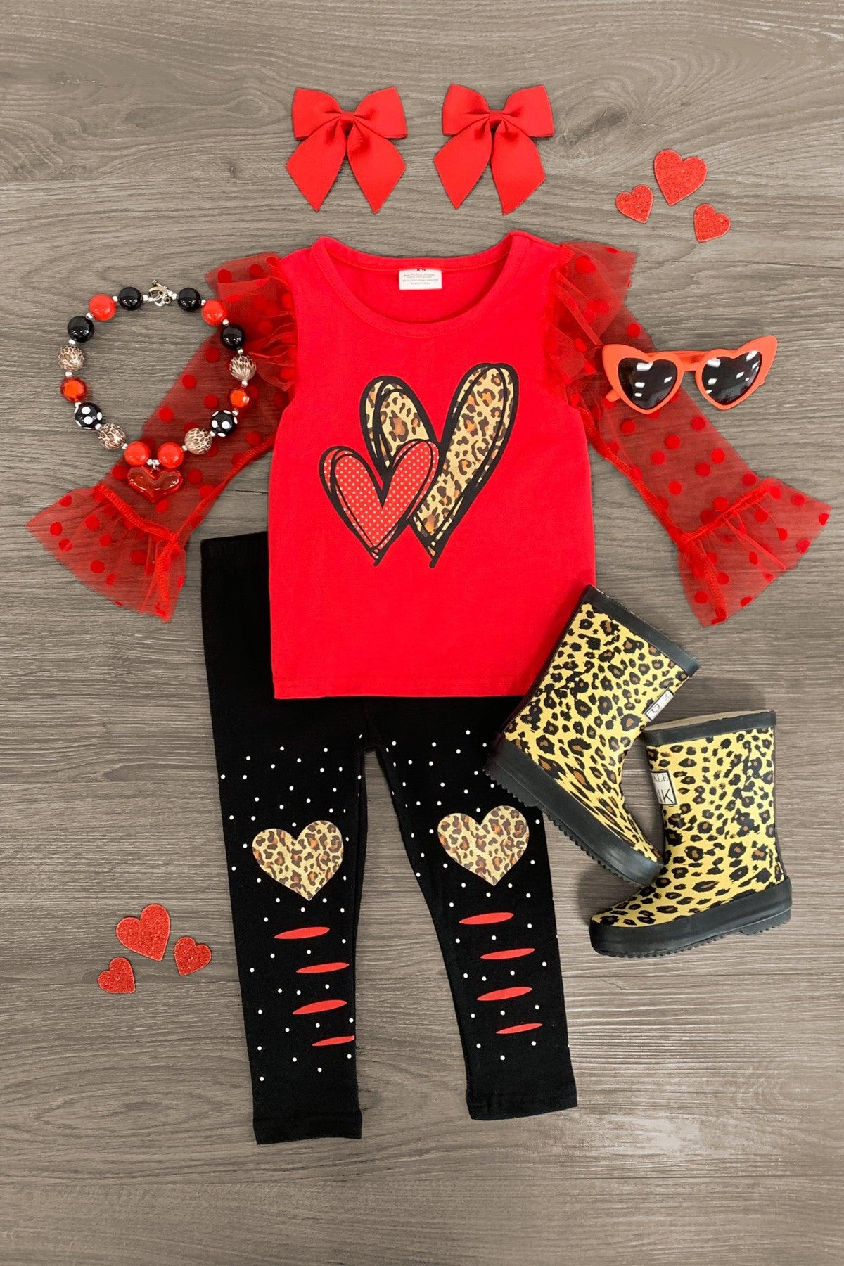 IMG_9529-Edit Red & Black Cheetah Heart Legging Set - Image 1