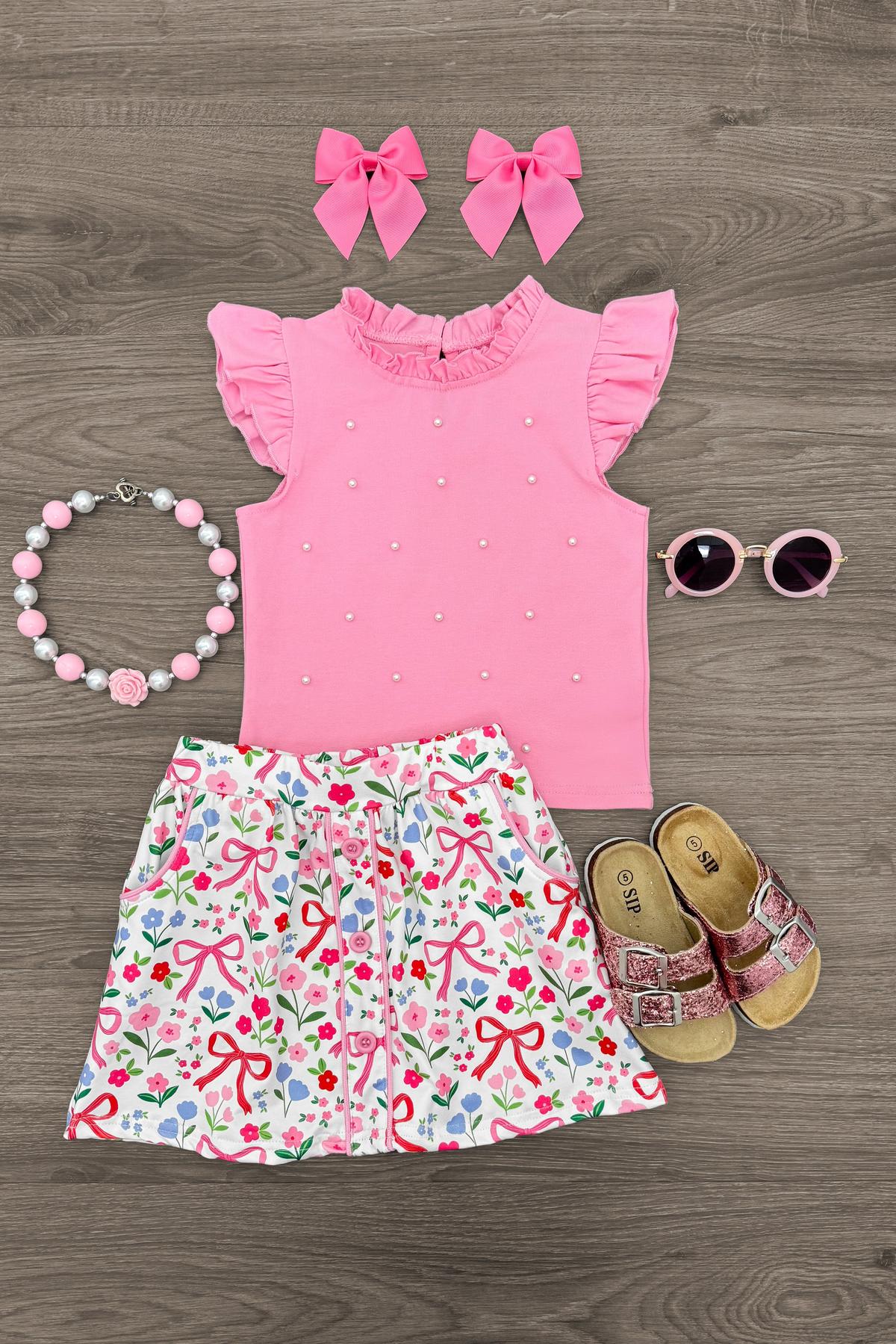 IMG_9560-Edit Pink Pearl Floral Skirt Set - Image 1