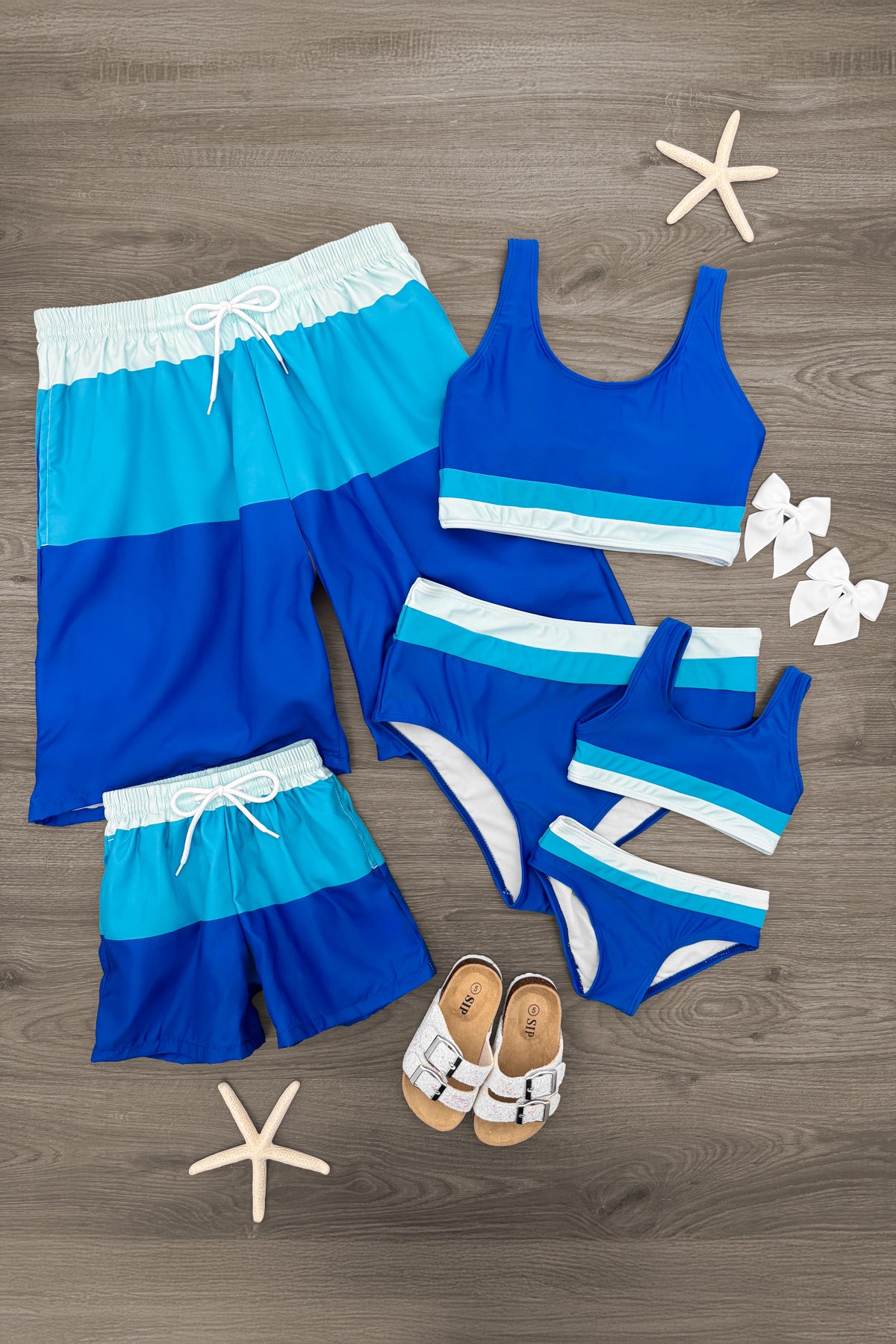 IMG_9739-Edit Blue Stripe Family Swimsuits - Image 1
