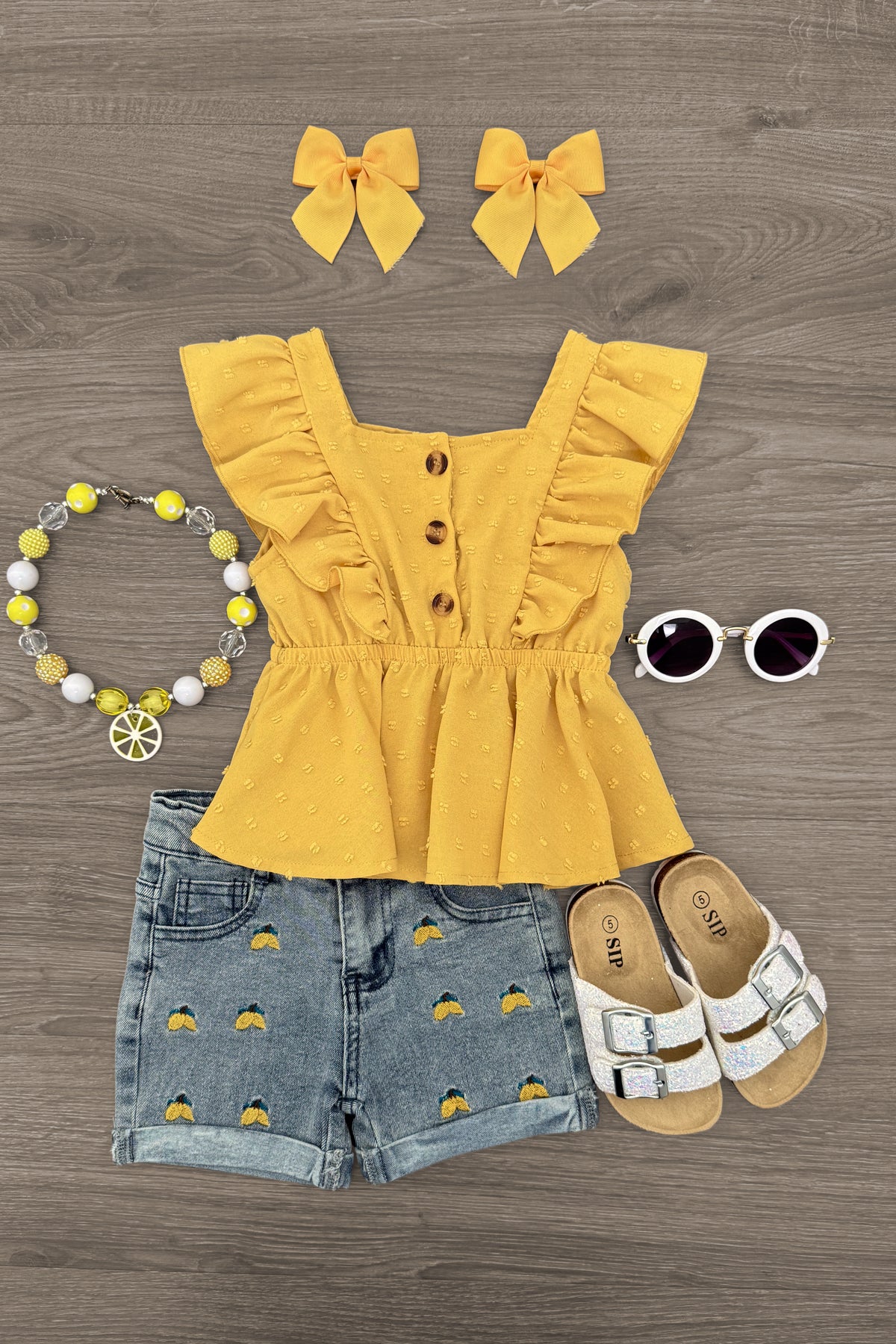 IMG_9801-Edit Yellow Lemon Denim Short Set - Image 1