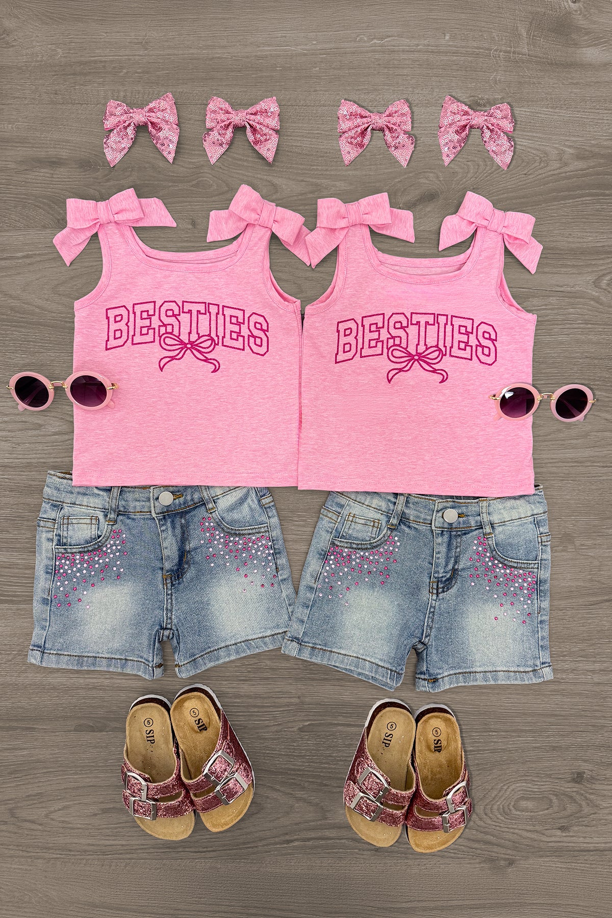 IMG_99761 "Besties" Denim Short Set - Image 1