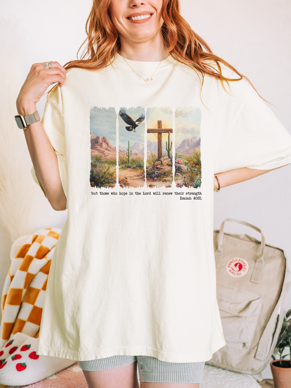 Isaiah_-_Ivory Those Who Hope in the Lord Isaiah 40:31 Christian Bible Verse Unisex Comfort Colors Graphic T-Shirt - Image 1