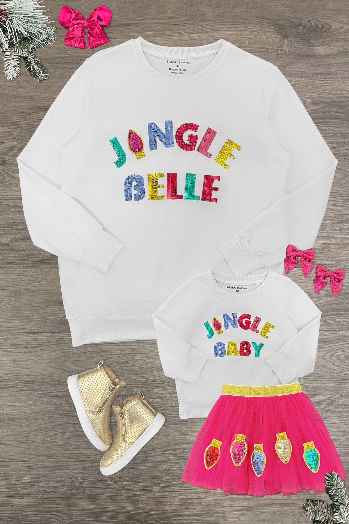 JingleBelle Mom & Me - "Jingle Belle & Jingle Baby" Skirt Set - Image 1