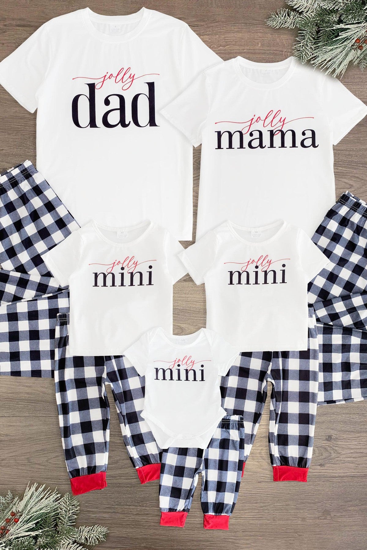 Jolly-Family-Pajama_f3f7fe3d-aec9-4b56-98c8-10558a82ce3d "Jolly Mini, Mama, Dad" Plaid Family Pajamas - Image 1