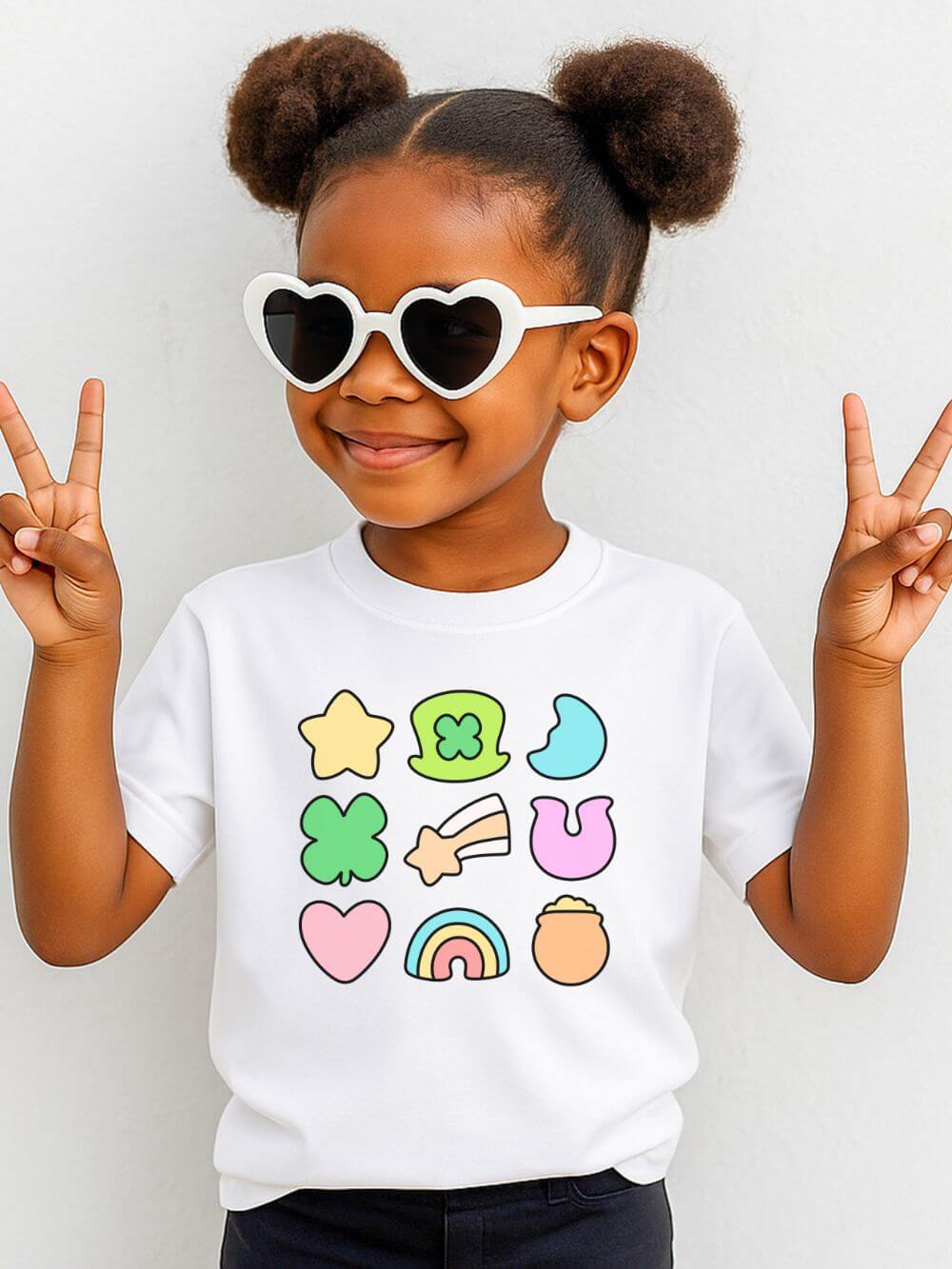 Kids_Lucky_Charms_T-Shirt_1 Kids St. Patrick's Day Marshmallows Tee Cute Rainbow, Shamrock & Lucky Charms Graphic T-Shirt - Image 1