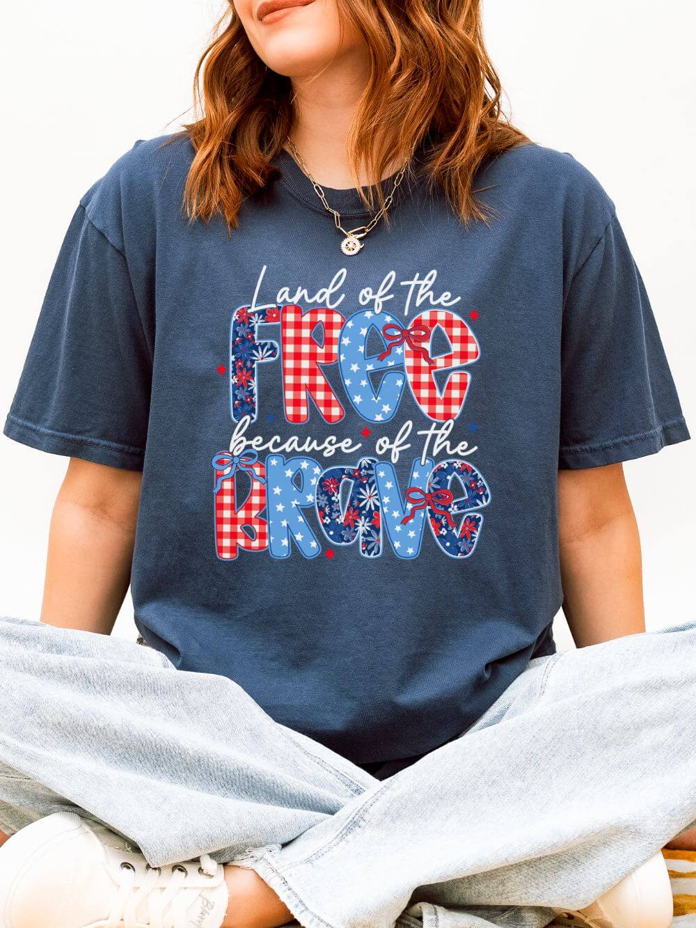 Land_of_the_Free_-_Midnight Land of the Free Summer Unisex Tee Comfort Colors 4th of July Patriotic Graphic T-Shirt - Image 1