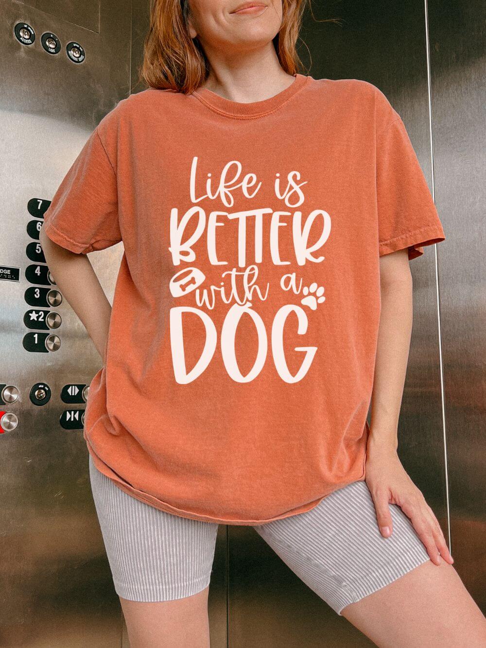 Life_is_Better_Dog_Yam Life is Better with a Dog T-Shirt Cute Dog Mom Graphic Tee - Image 1