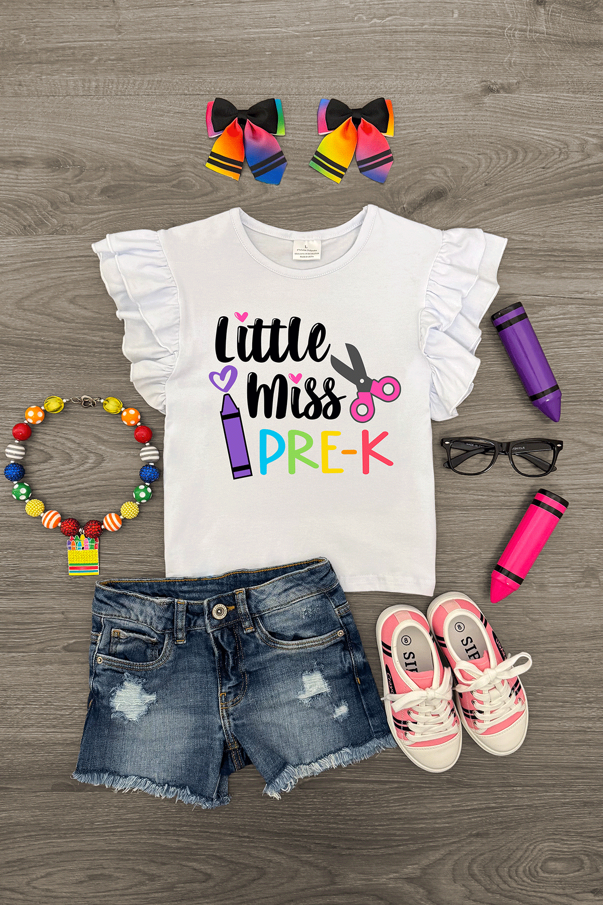 LittleMissGradeTops "Little Miss Pre-K - 6th Grade" White Top - Image 1