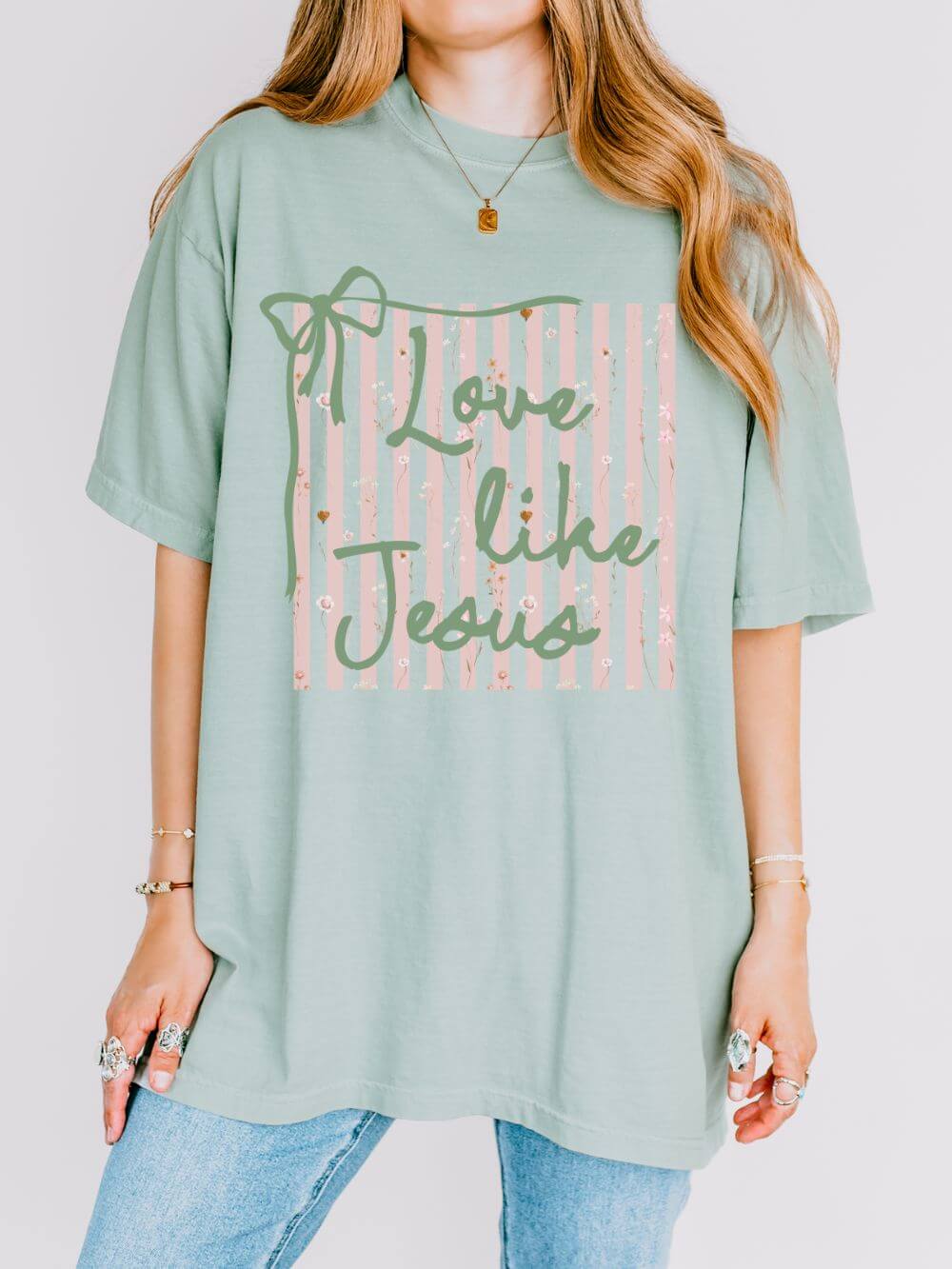 Love_Like_Jesus_Bay Love Like Jesus Graphic T-Shirt Christian Faith Graphic Tee - Image 1