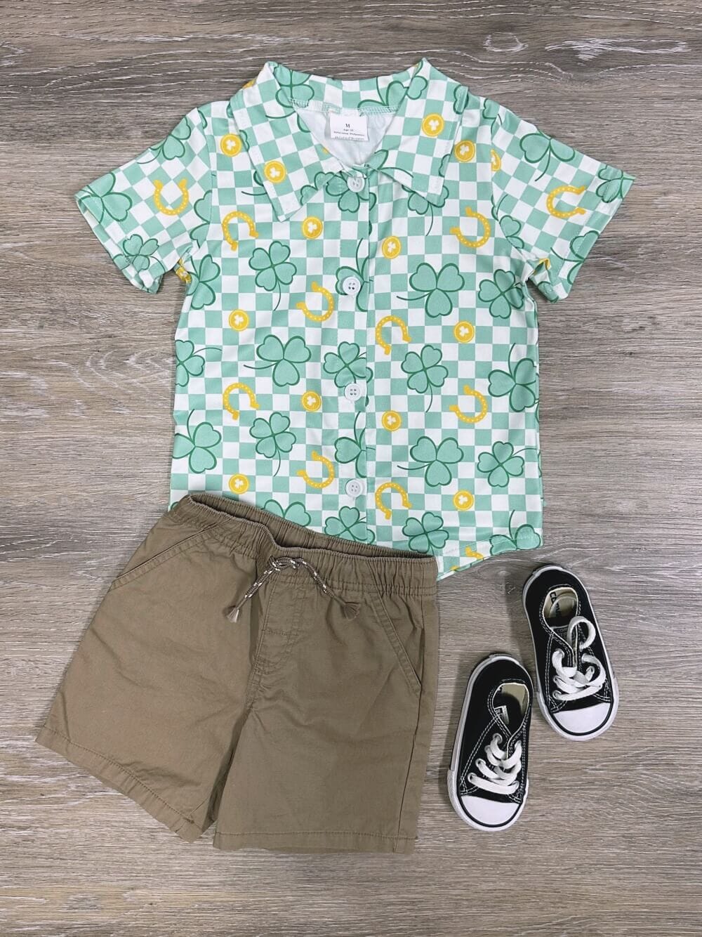 LuckO_theIrishBoysShortSleeveButtonDownTop Luck O' the Irish Boys Short Sleeve Button Down Top - Image 1