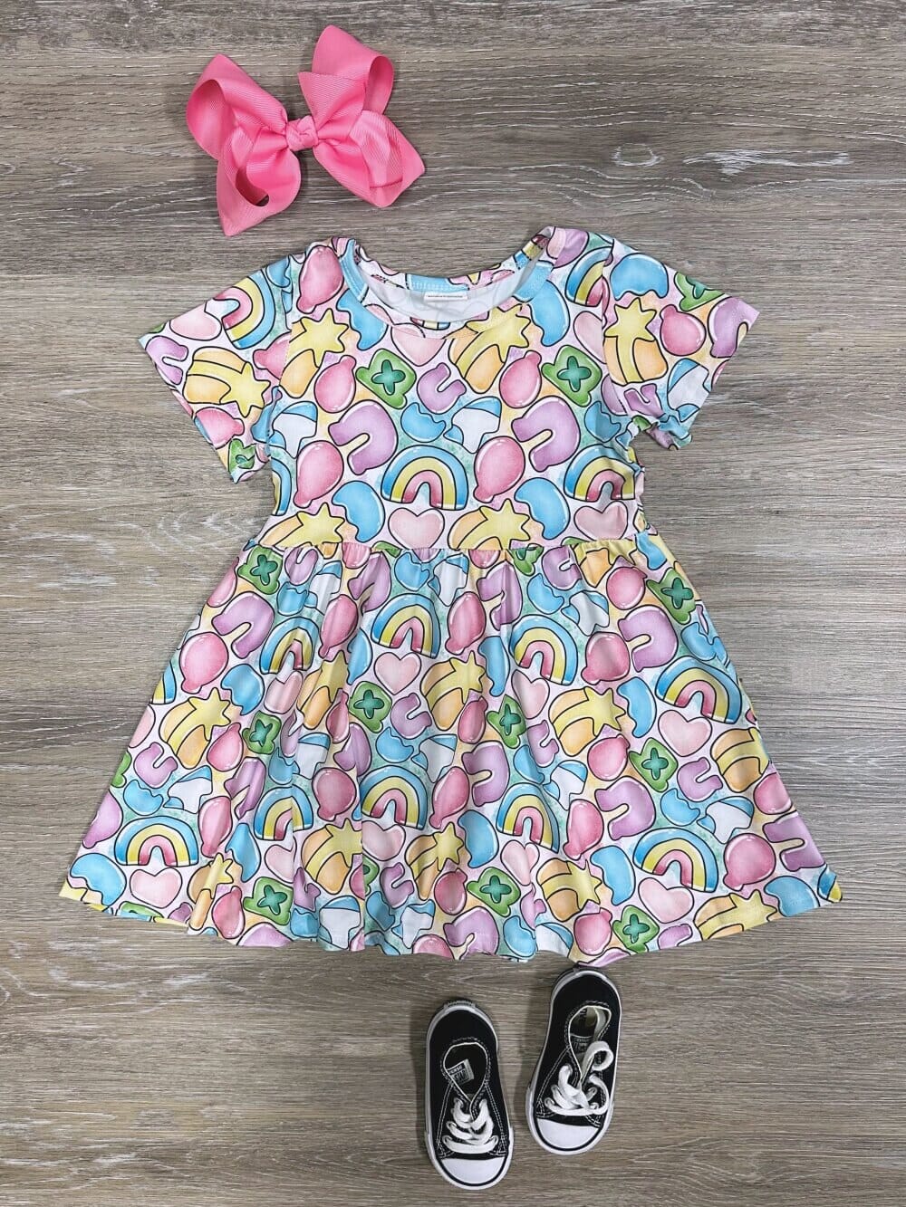 LuckyCharmGirlsShortSleeveSt.Patrick_sDayDress Lucky Charm Girls Short Sleeve St. Patrick's Day Dress - Image 1