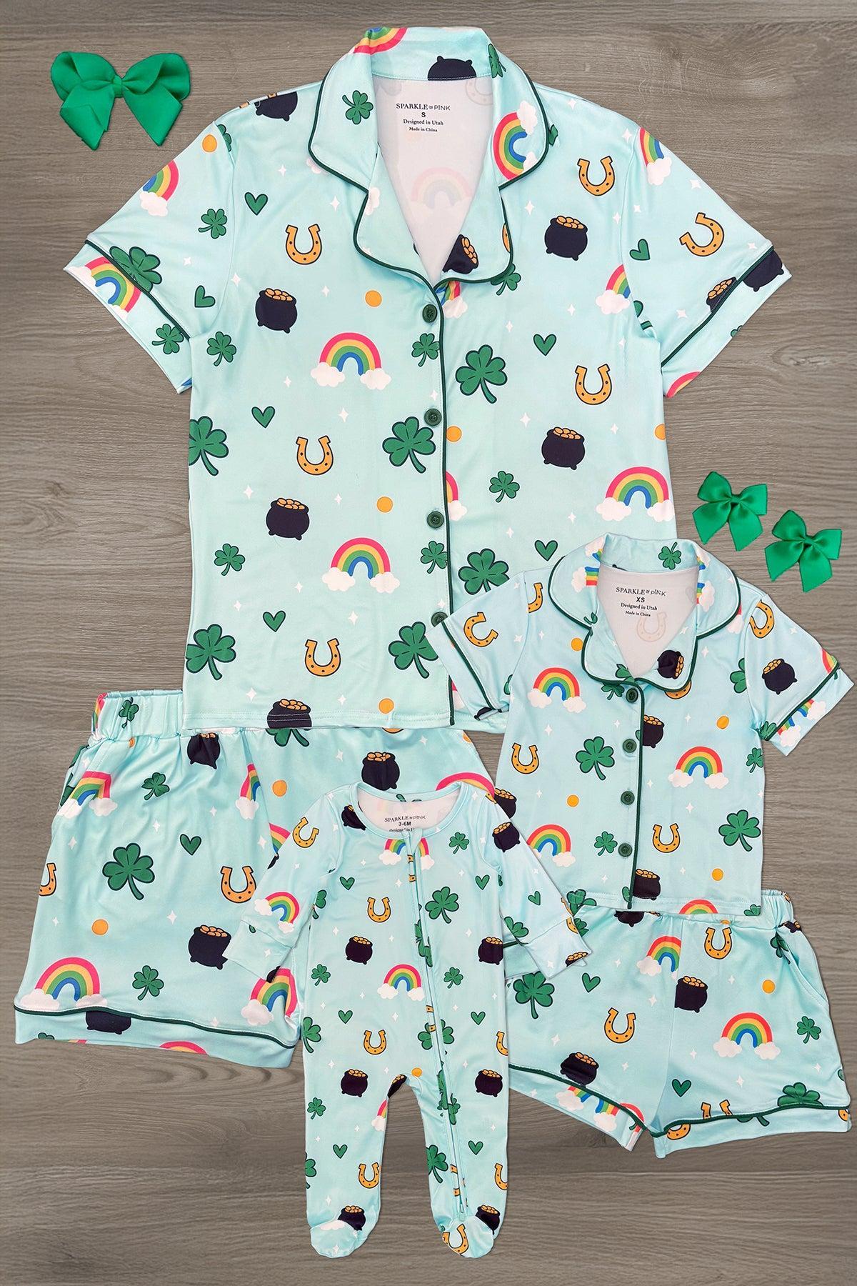 LuckyCharmPajamasmomandme Mom & Me - Lucky Mint Pajamas - Image 1