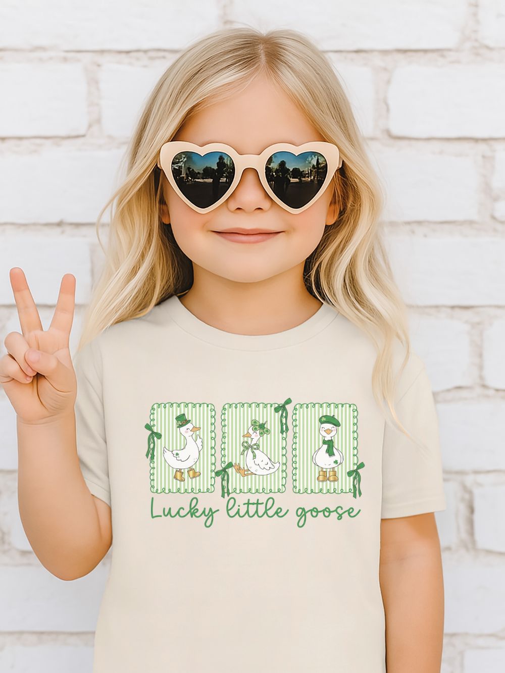 Lucky_Little_Goose_Youth Lucky Little Goose Youth Tee Cute St. Patrick's Day Kids T-Shirt - Image 1