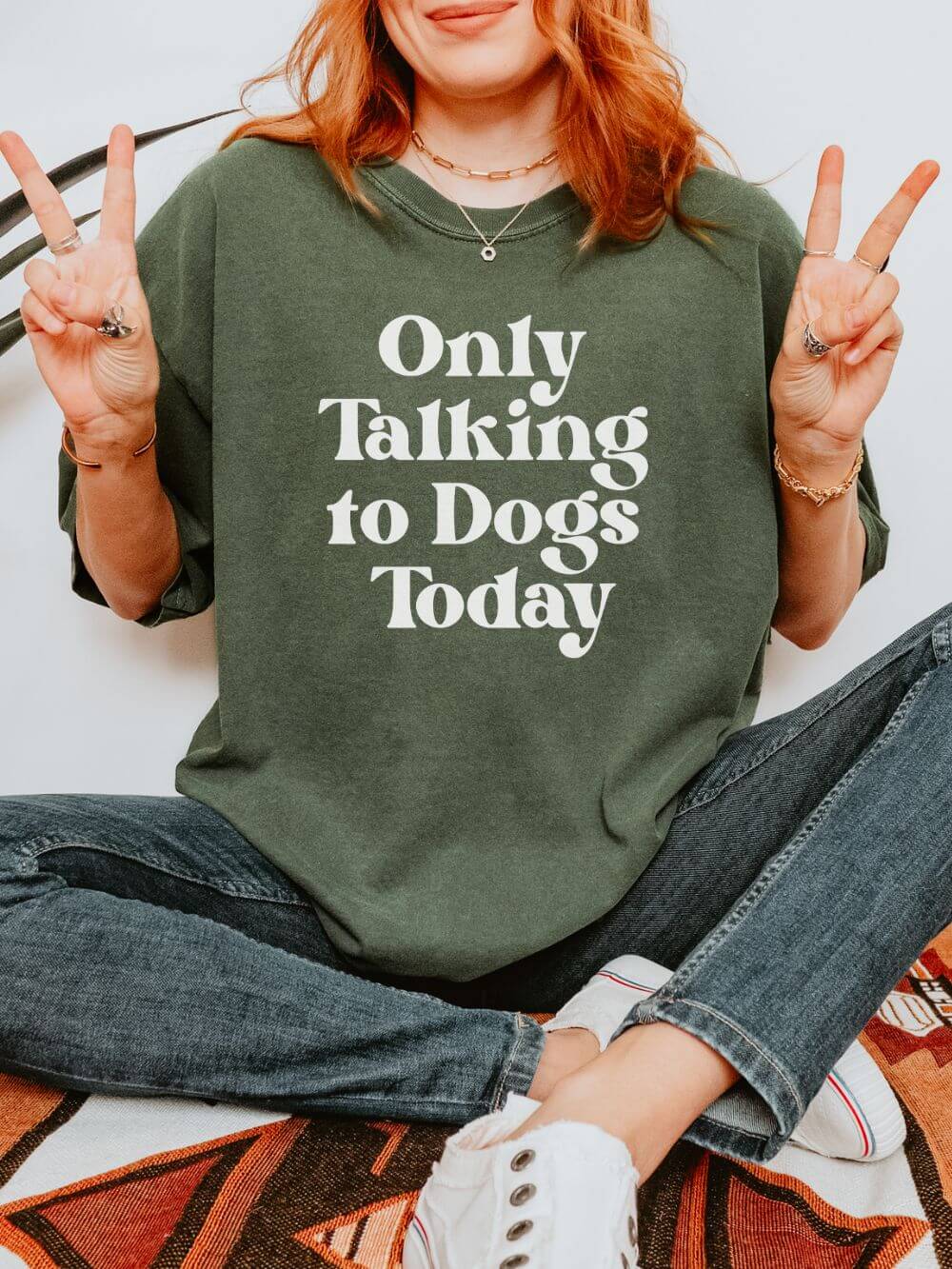 Only_Talking_to_Dogs_-_Moss Only Talking to Dogs Today Unisex Tee Comfort Colors Dog Lover Short Sleeve Graphic T-Shirt - Image 1