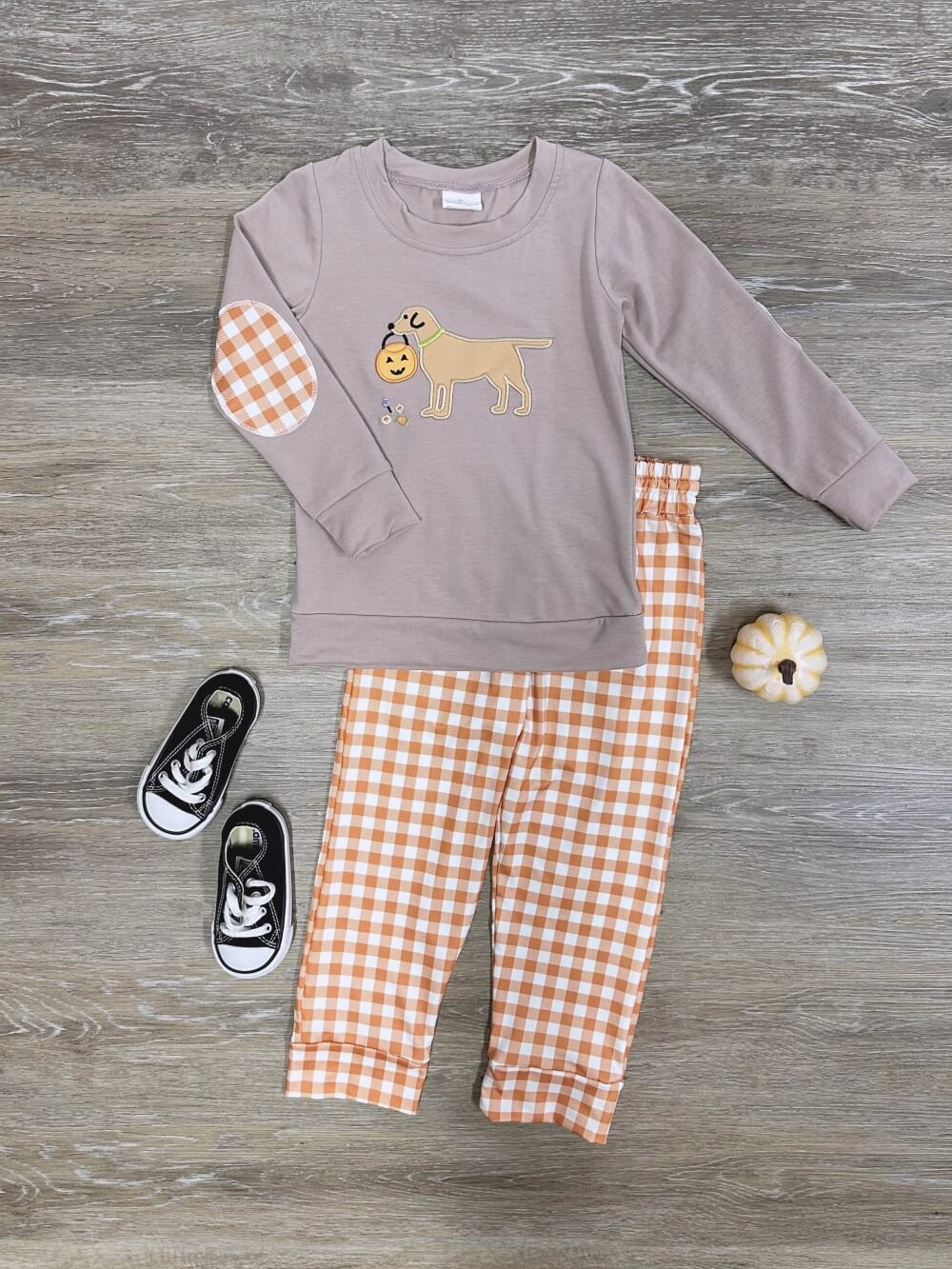 PumpkinPupBoysFallJoggerOutfit Pumpkin Pup Boys Fall Jogger Outfit - Image 1