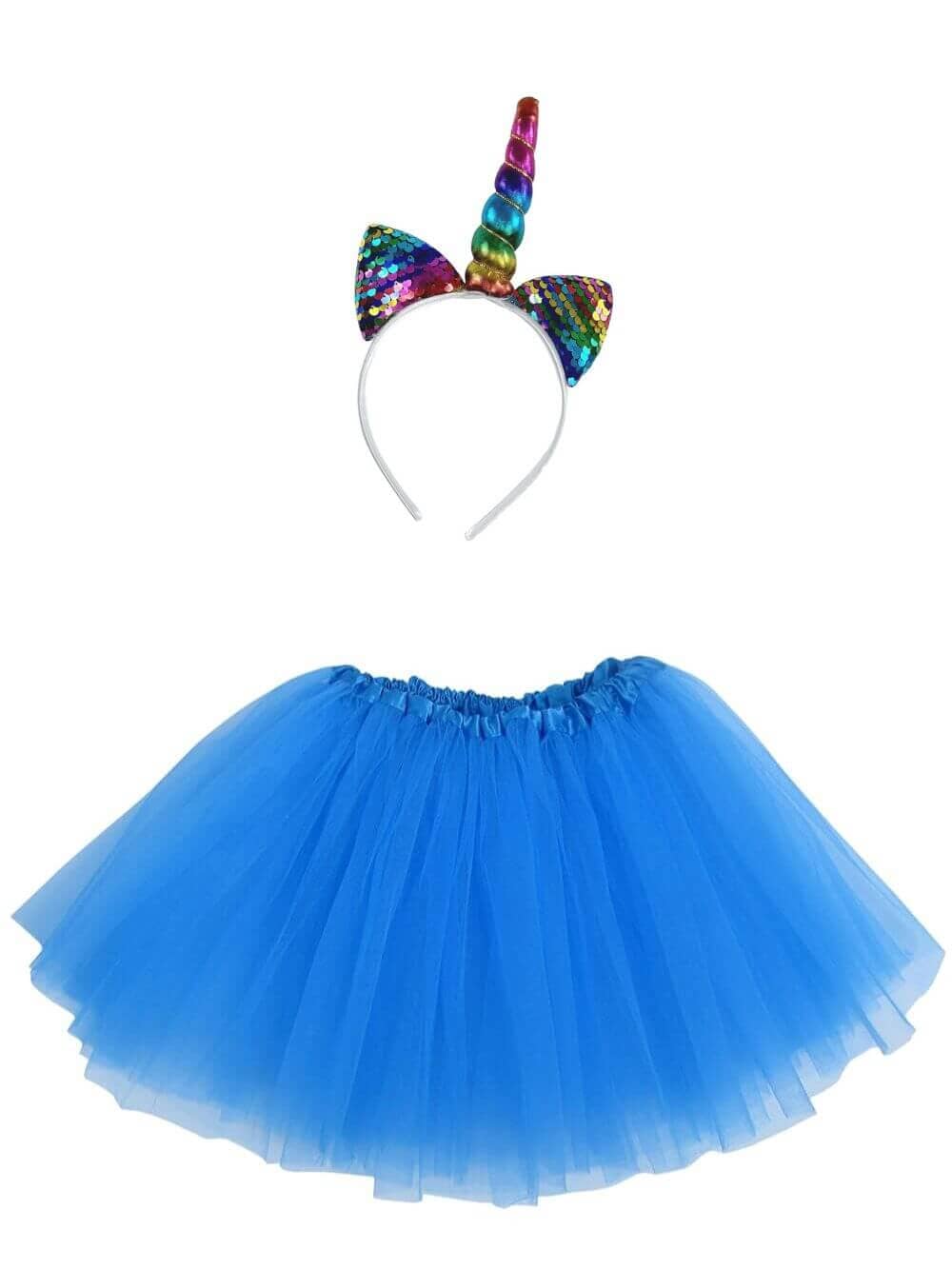 RainbowUnicornTurquoiseCostume_18e48af5-c171-4159-a42f-4b81f487401d Adult Rainbow Unicorn Costume - Tutu Skirt & Headband Set for Adult or Plus Size - Image 1