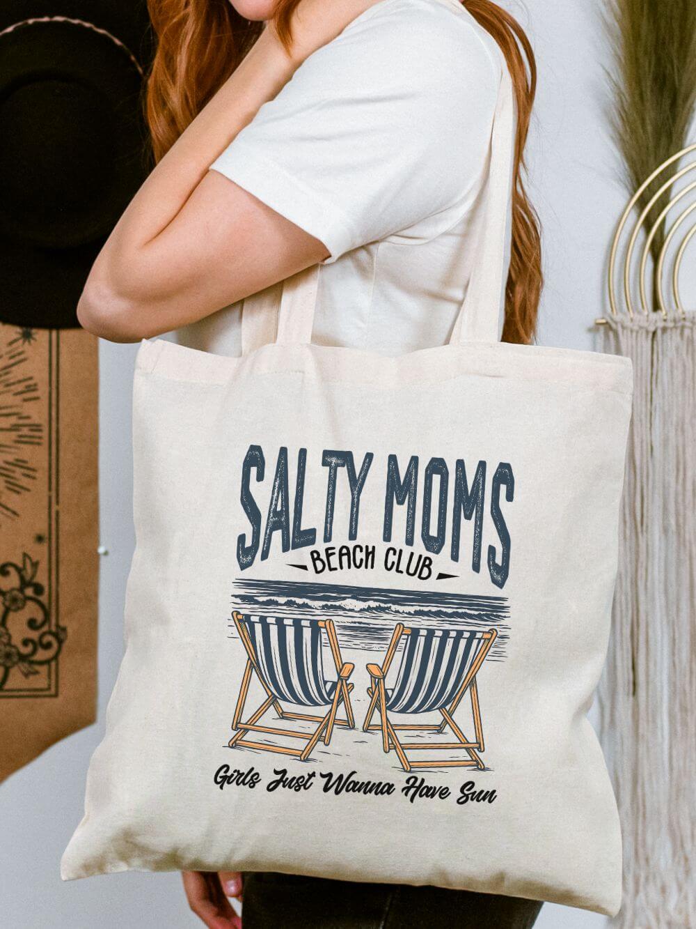 Salty_Moms_Beach_Club_Tote Salty Moms Beach Club Cotton Canvas Tote Bag - Image 1