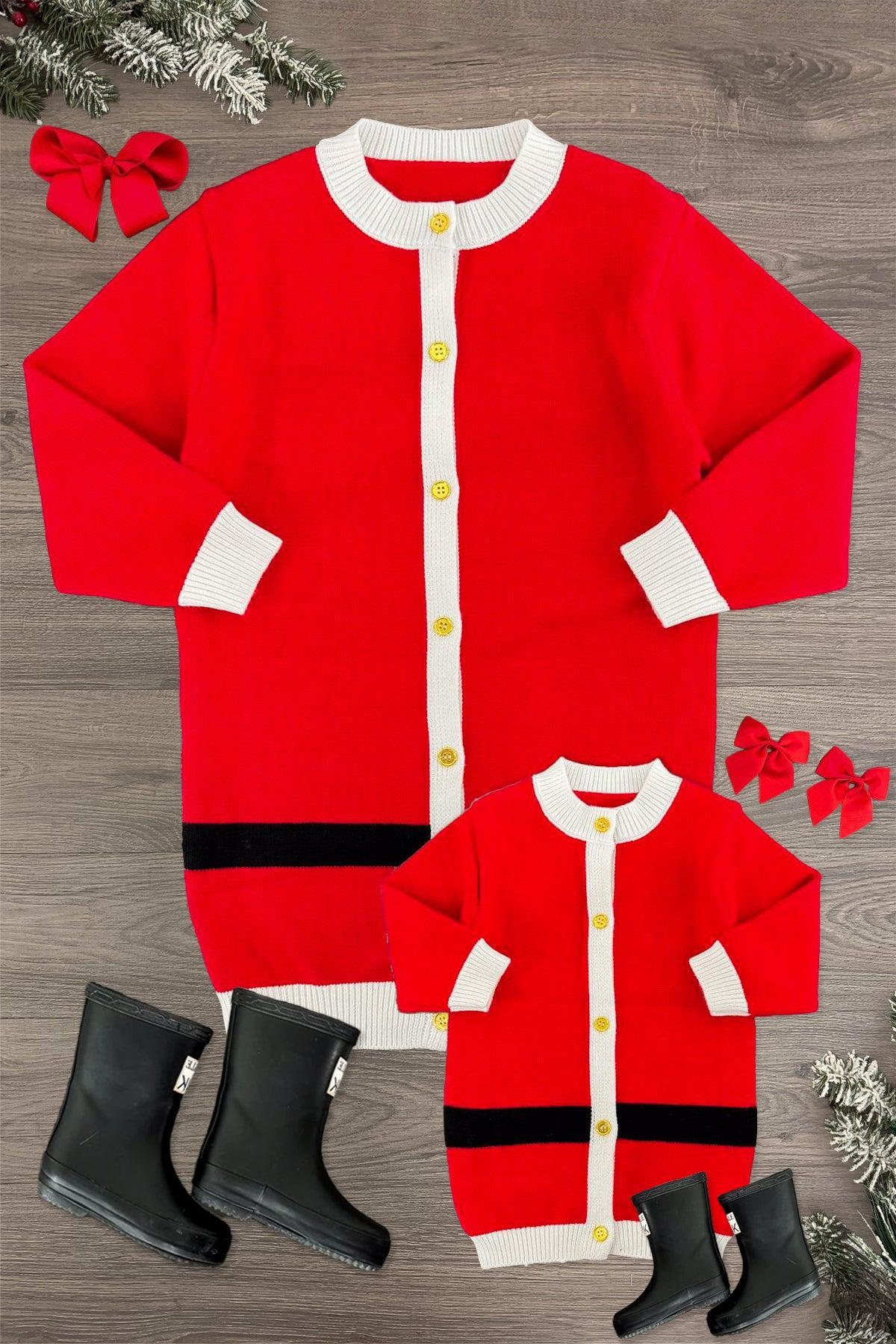 Santa_Cardigans Mom & Me - Red Santa Claus Cardigan - Image 1