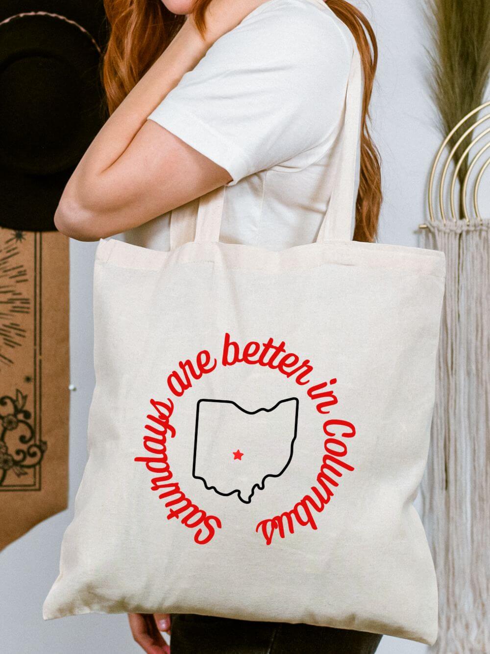 Saturdays_are_Better_Tote Ohio State Saturdays are Better in Columbus Buckeyes Cotton Canvas Tote Bag - Image 1