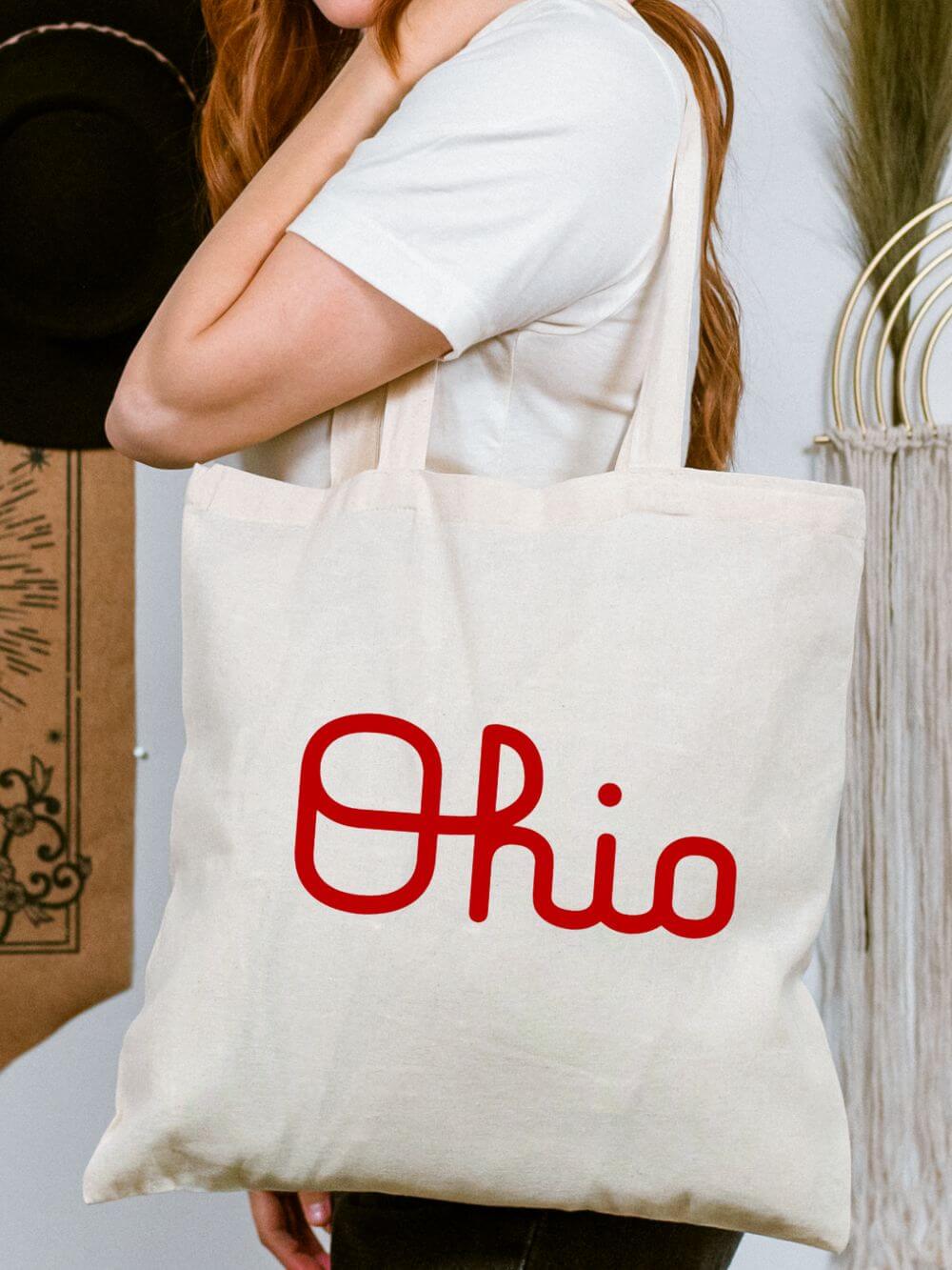 Script_Ohio_Tote Script Ohio Cotton Canvas Ohio State Tote Bag - Image 1