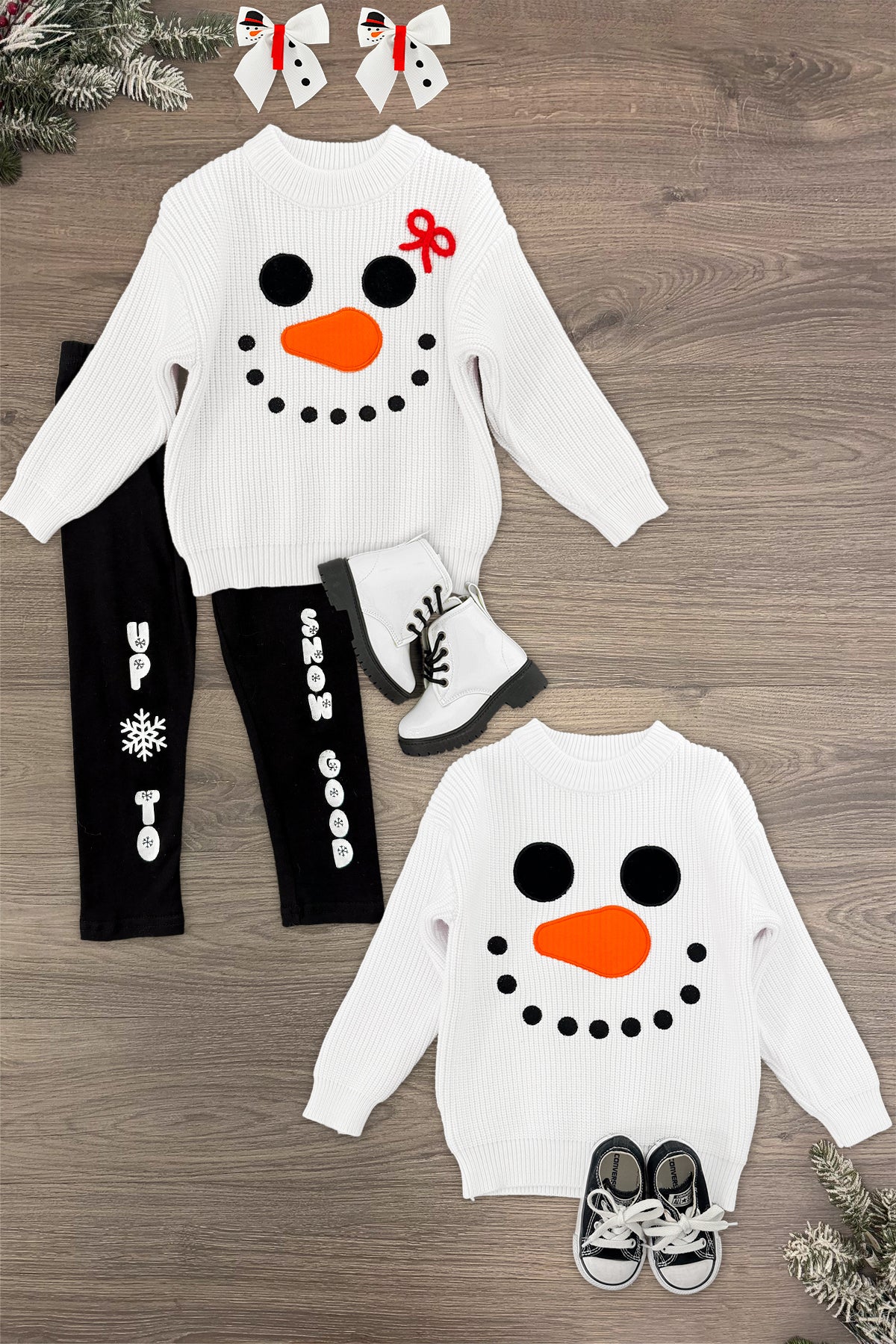 Snowman_Set "Up To Snow Good" Knit Sweater Legging Set - Image 1