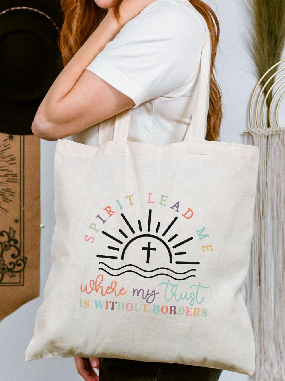 Spirit_Lead_Me_Tote Spirit Lead Me Christian Church Cotton Canvas Tote Bag - Image 1
