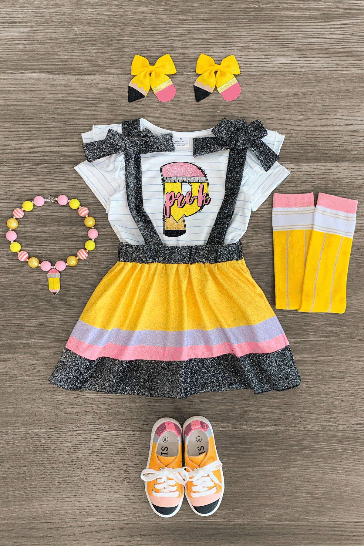 Suspender-Skirt-Set "Pre-K - Fifth Grade" Pencil Suspender Skirt Set - Image 1