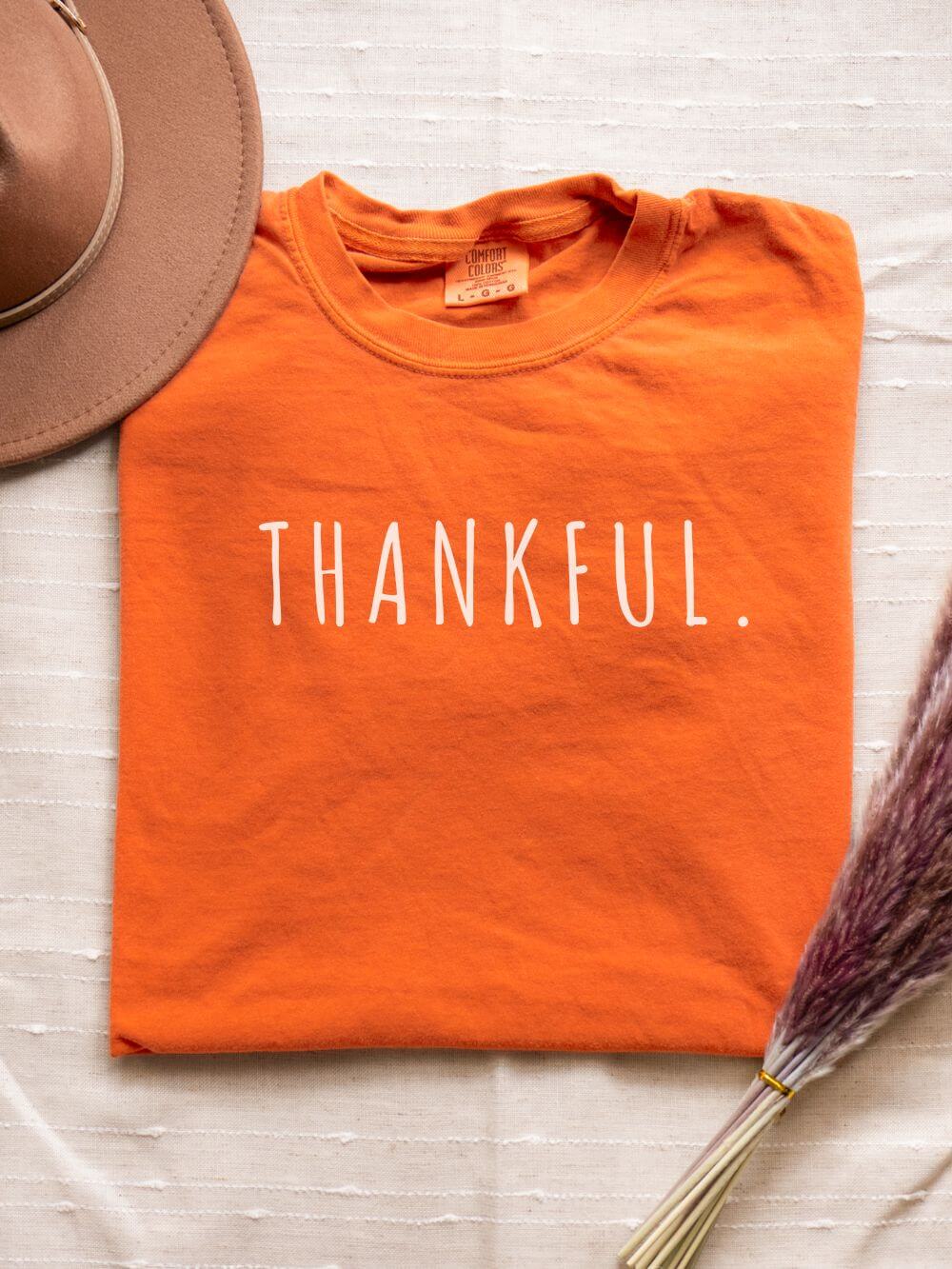Thankful_Burnt_Orange Thankful Period Holiday Tee Vintage Charm Unisex Fall Thanksgiving T-Shirt - Image 1
