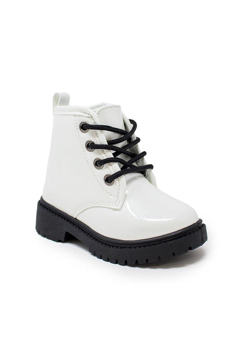 White-Glitter-Combat-Boot White Glitter Lace-Up Combat Boots - Image 1