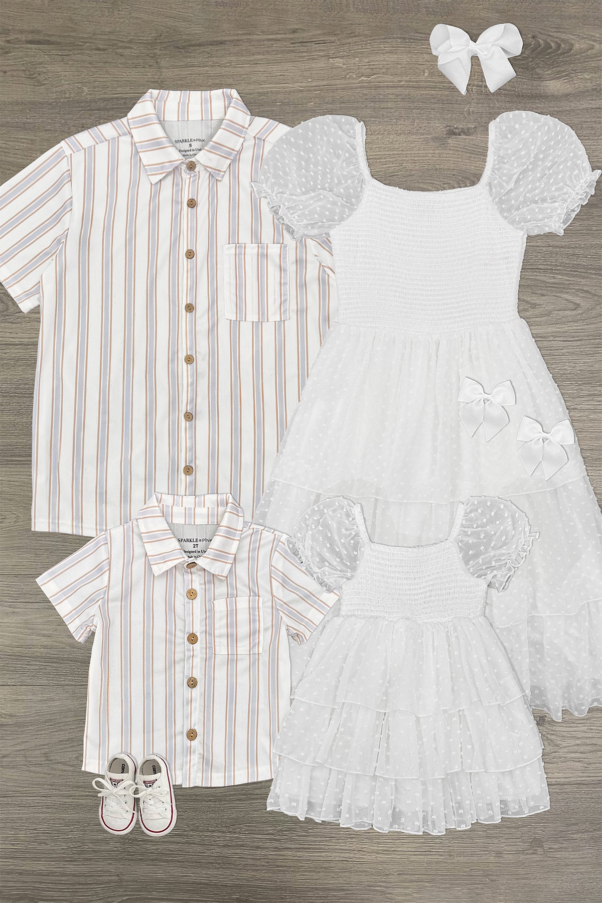 White_Family_Outfits White Stripe Family Set - Image 1