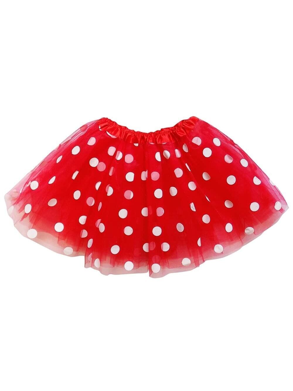 White_Polka_Red Polka Dot Costume Tutu Skirt - Teen, Adult, Plus, & Extra Plus Size - Image 1