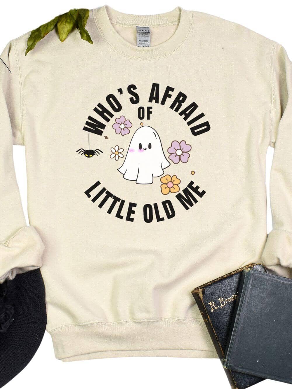 Who_sAfraidSand_01e67f5e-189f-4906-9284-2a8c7a296505 Who's Afraid of Little Old Me Unisex Heavy Blend Crewneck Sweatshirt - Image 1