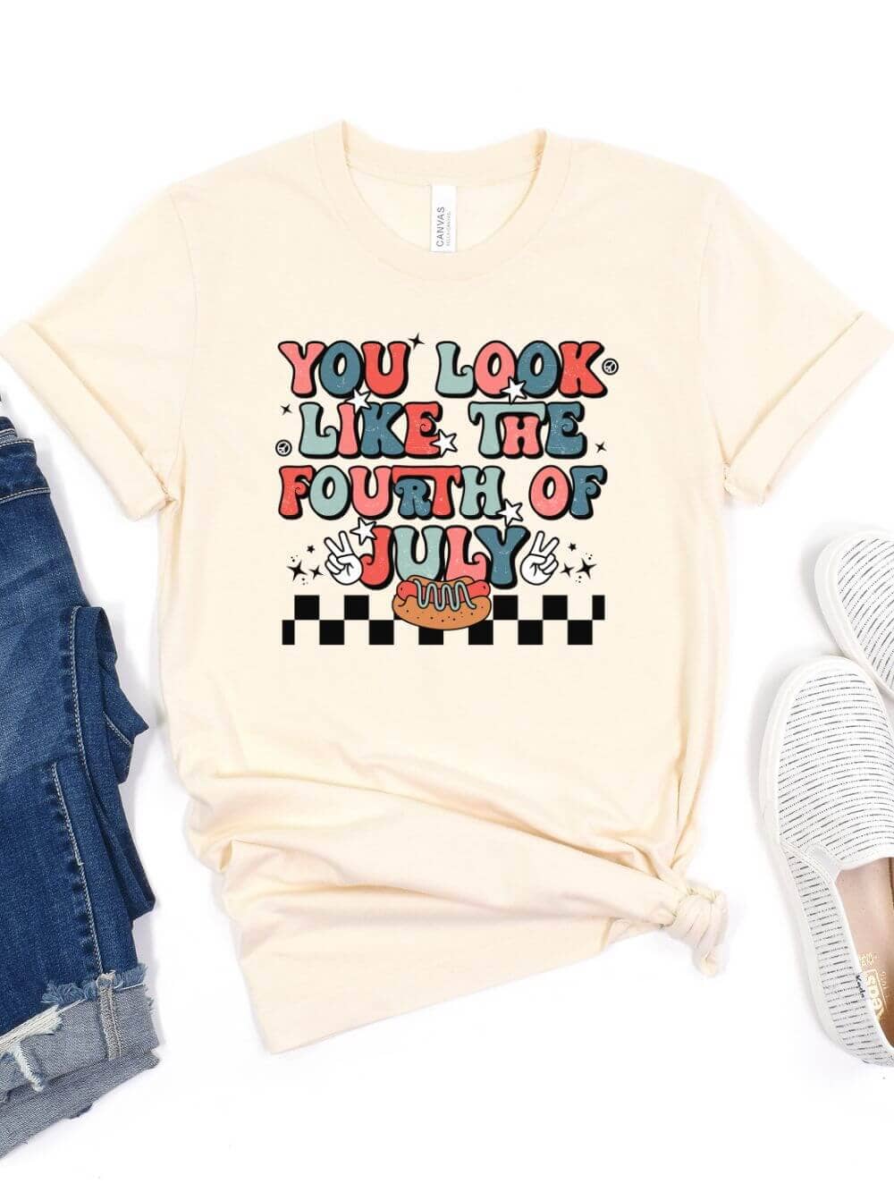 YouLookLikeNatural You Look Like the Fourth of July Patriotic T-Shirt - Image 1