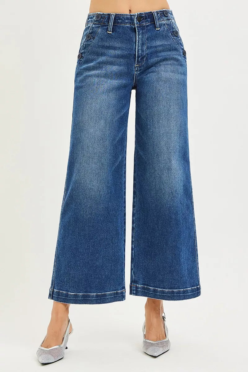 a3a4f3b4788e42a991876df33ce3fcb4-Max-Origin RISEN High Rise Wide Leg Jeans With Pocket Button Detail - Image 1